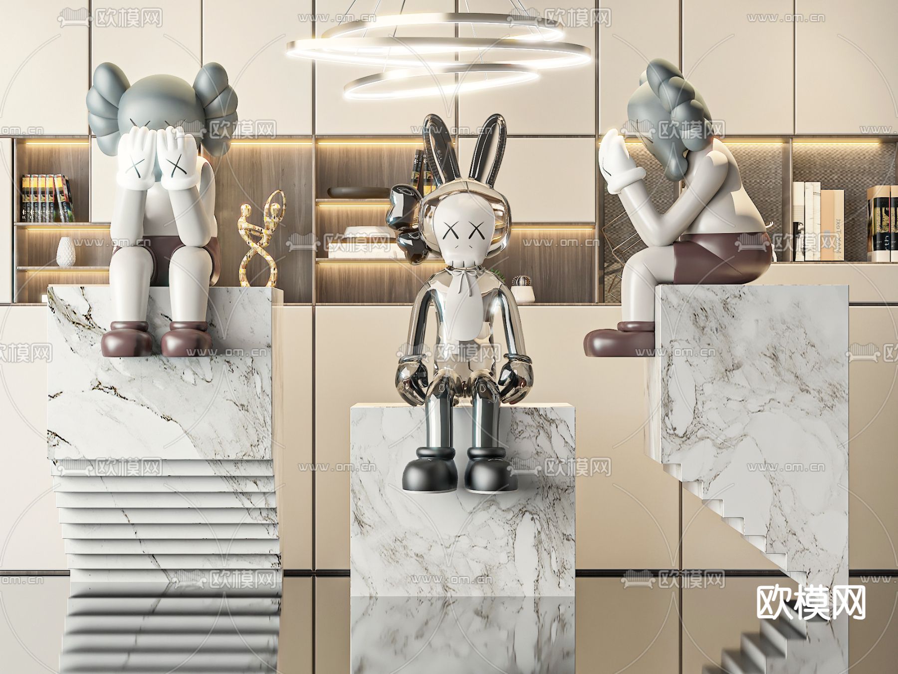 Kaws 公仔雕塑 潮玩摆件3d模型下载