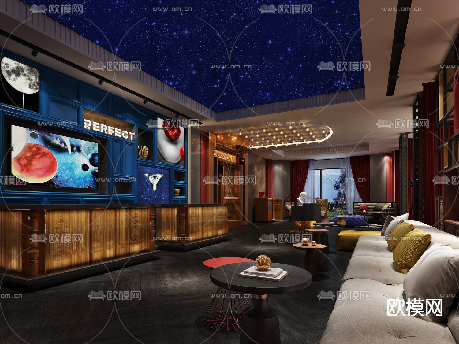 美式KTV 大厅3d模型下载（渲染图2）
