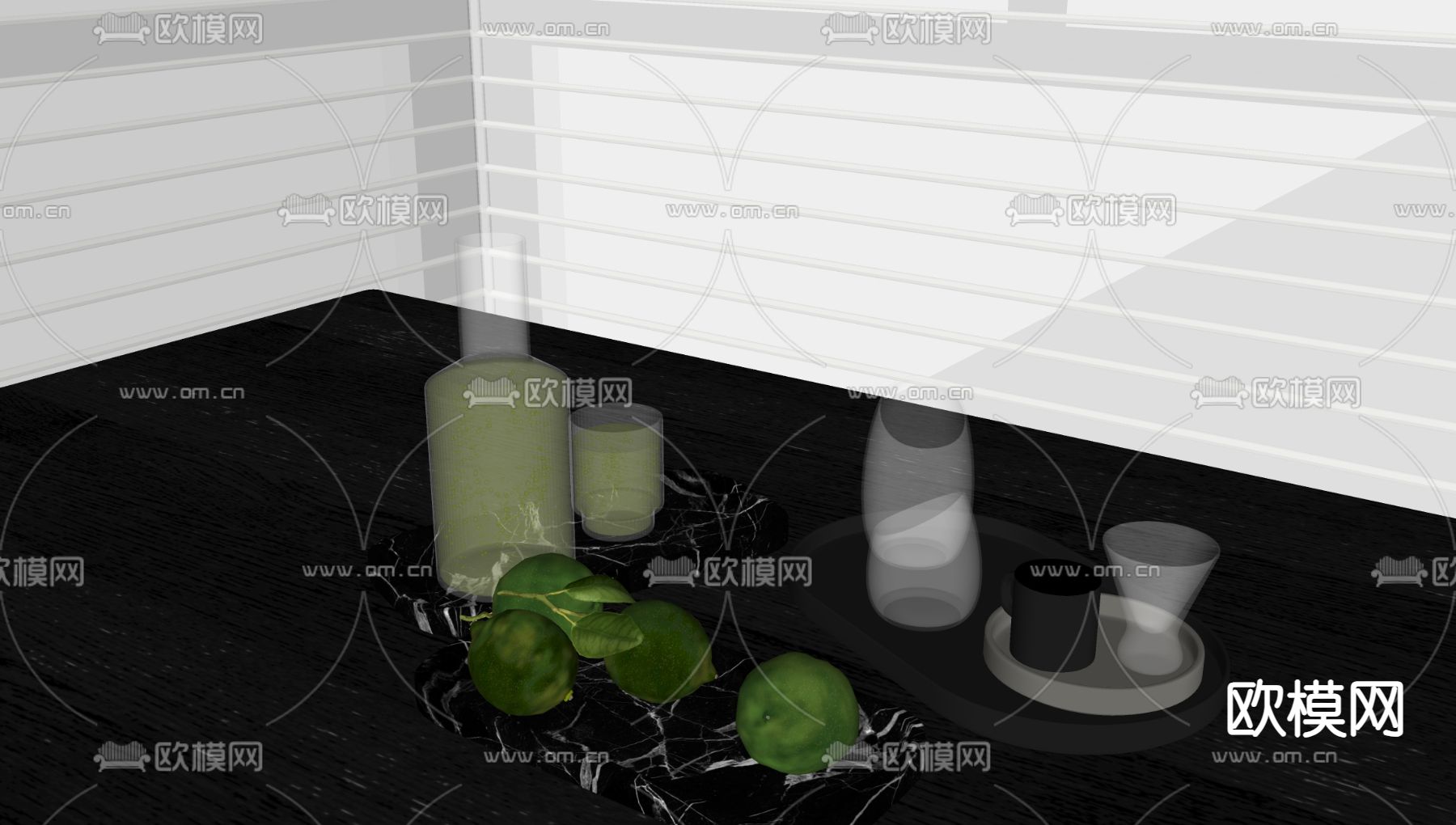 玻璃杯 饮料 酒具 茶具su模型下载（渲染图1）