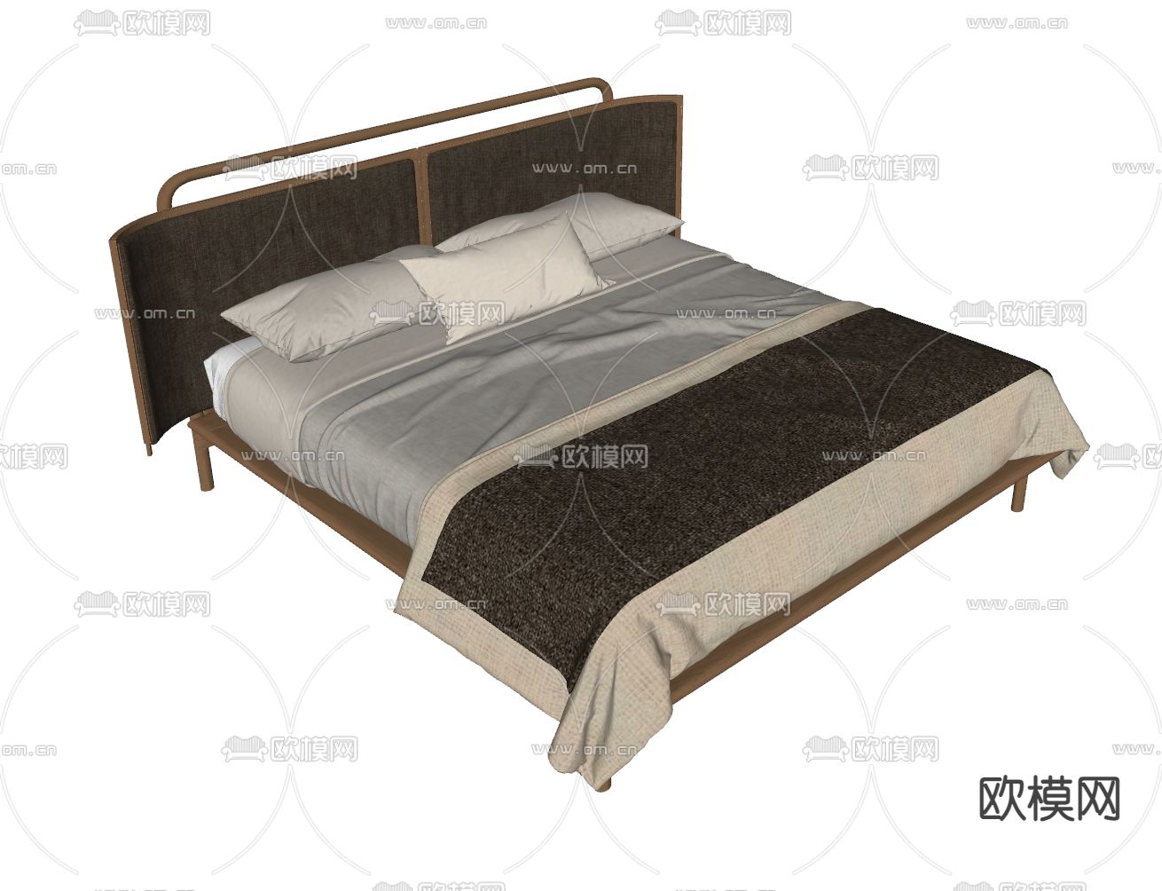 Frida 双人床su模型下载（渲染图2）