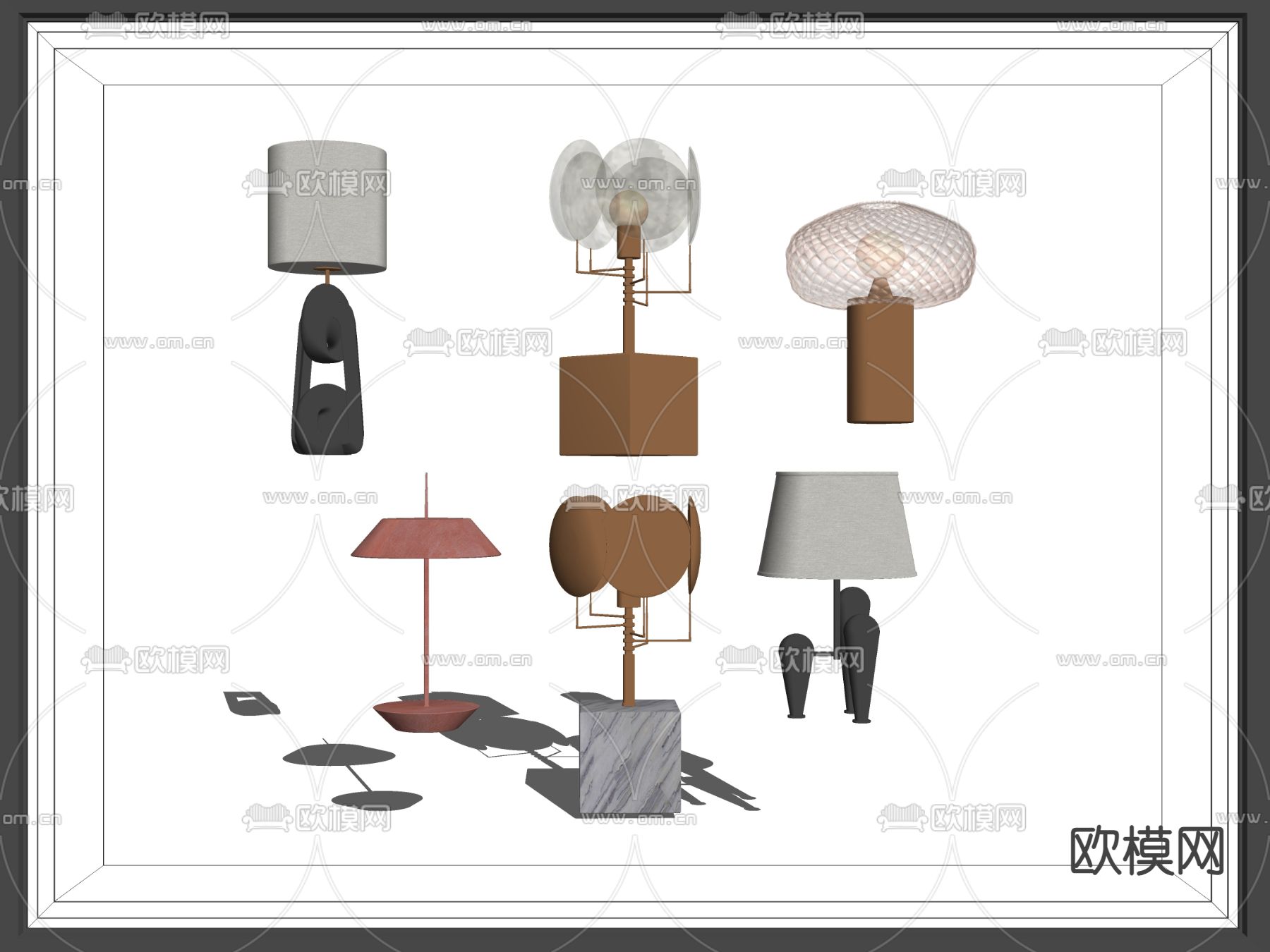 轻奢台灯 花朵台灯su模型下载（渲染图2）