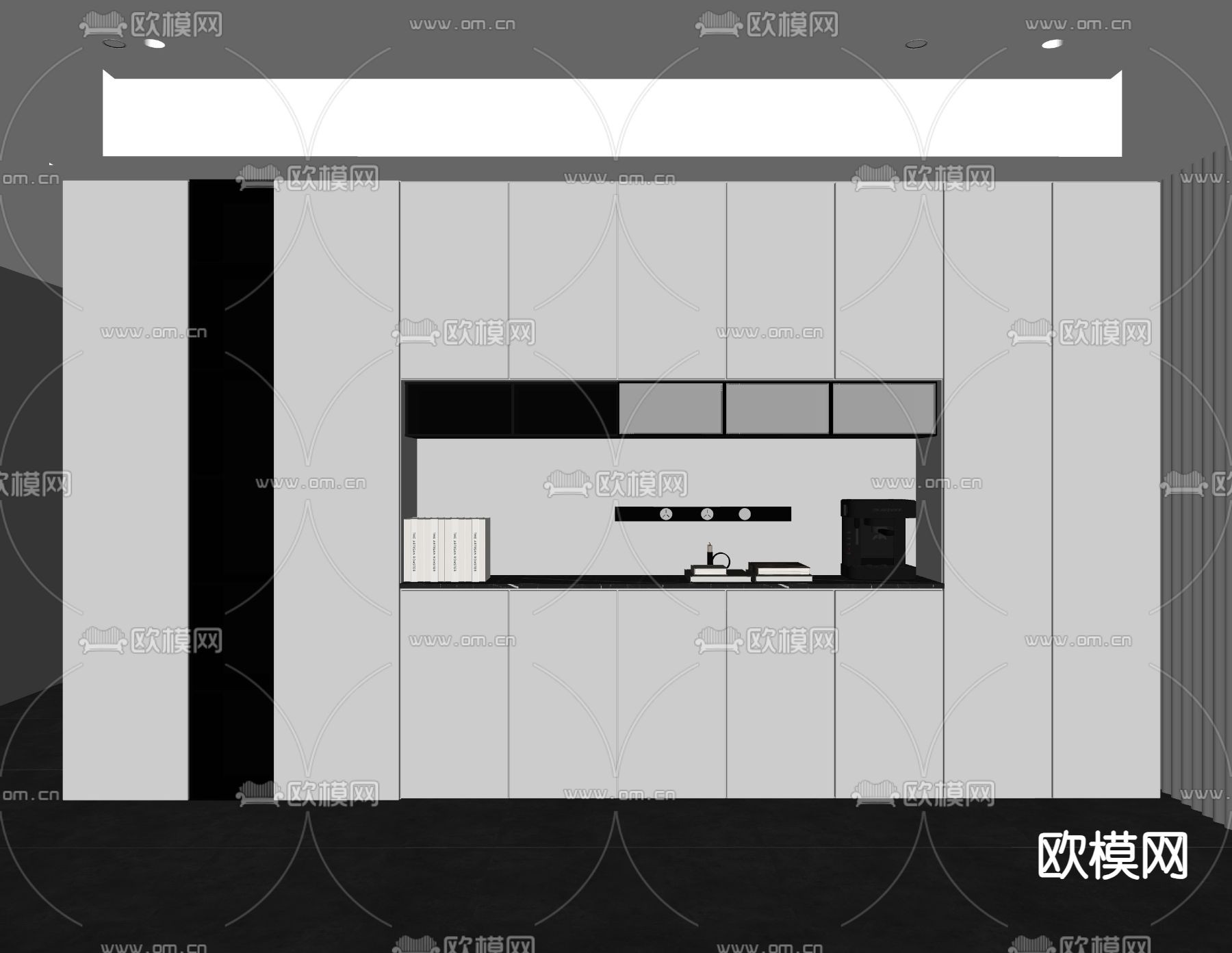 现代酒柜 餐边柜su模型下载（渲染图2）