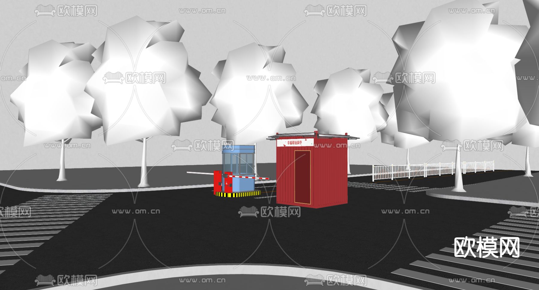 幸福驿站 岗亭su模型下载（渲染图3）