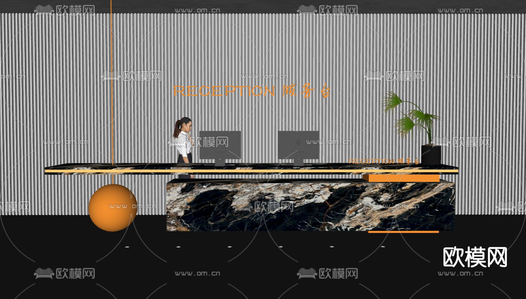前台 收银台 服务台 接待su模型下载（渲染图2）