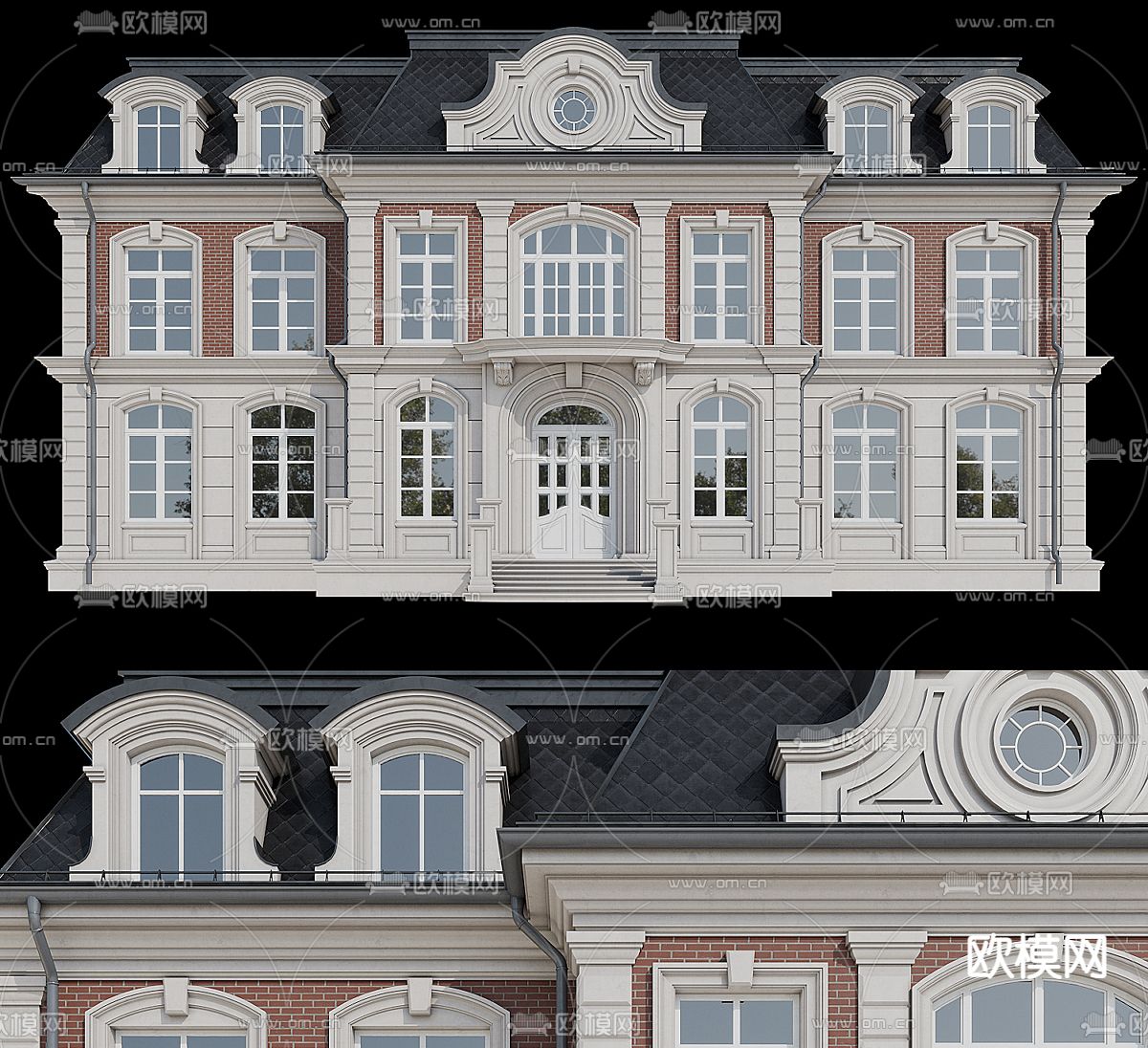 别墅庄园  独栋别墅  建筑外观3d模型下载（渲染图1）