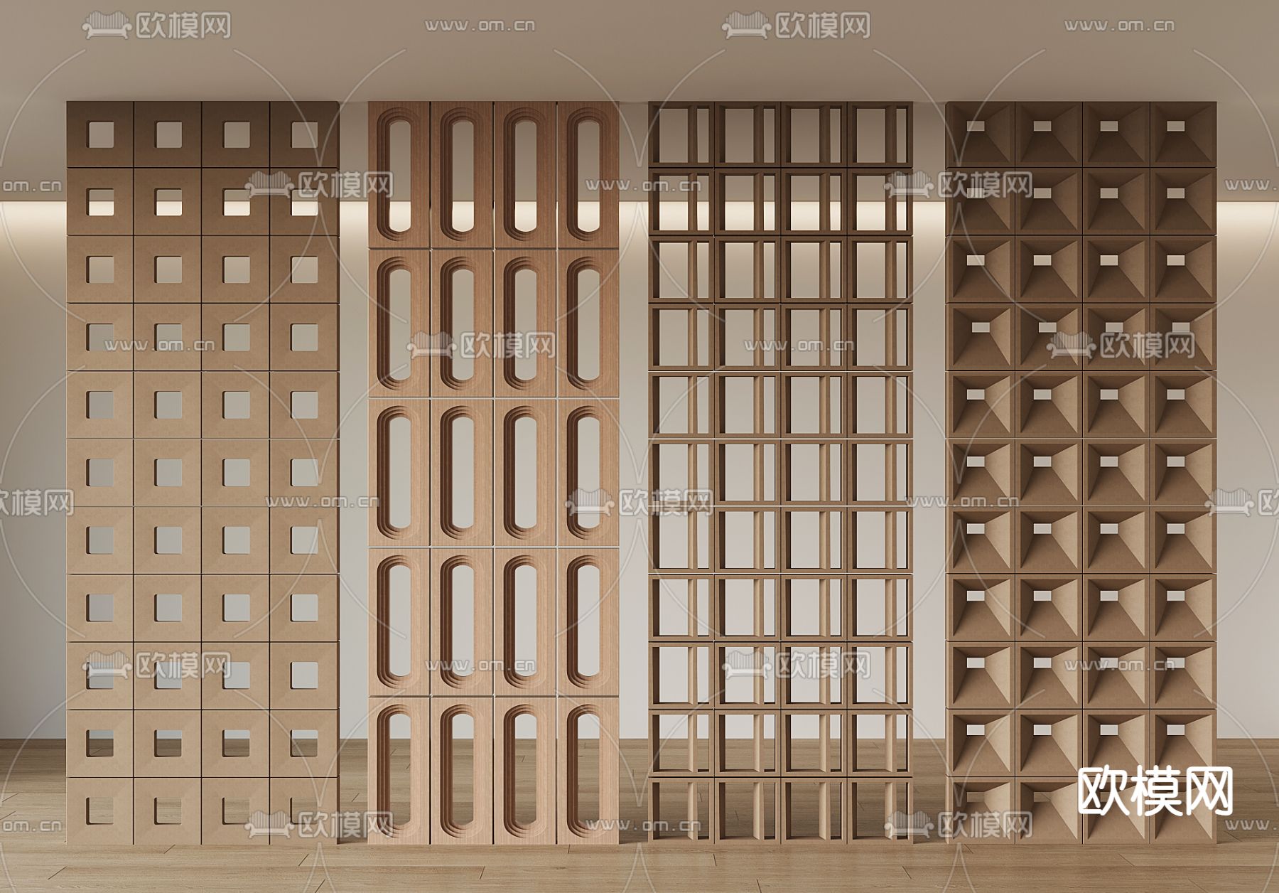 侘寂镂空隔断 镂空墙3d模型下载