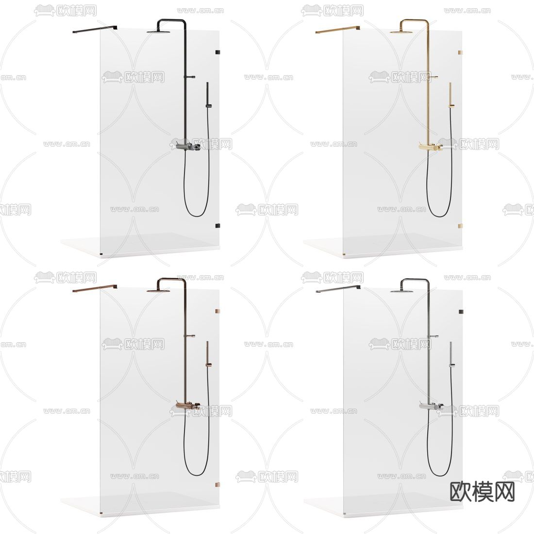 玻璃淋浴房 淋浴隔断3d模型下载（渲染图2）