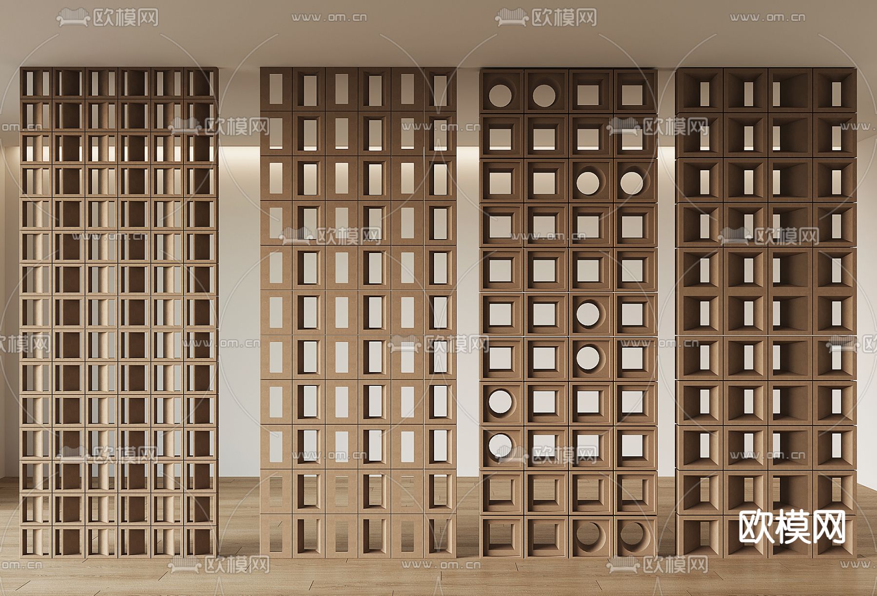 侘寂镂空隔断 镂空墙3d模型下载