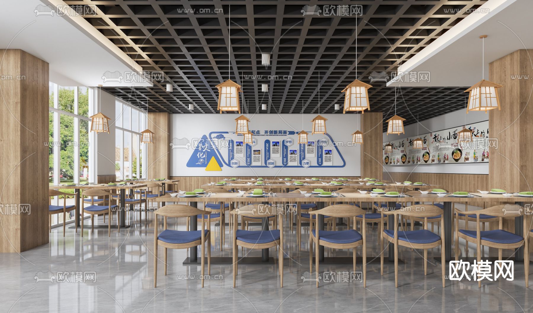 工装餐厅 食堂3d模型下载（渲染图2）
