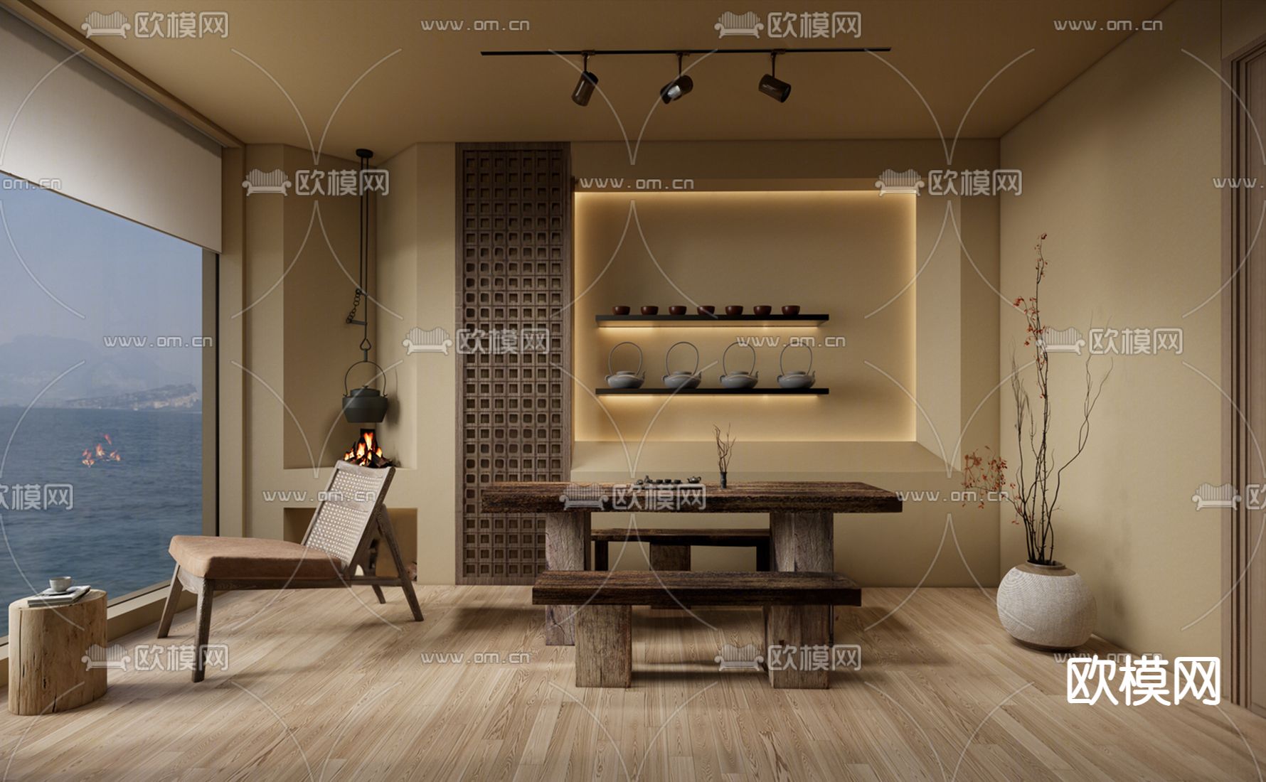 侘寂茶室3d模型下载