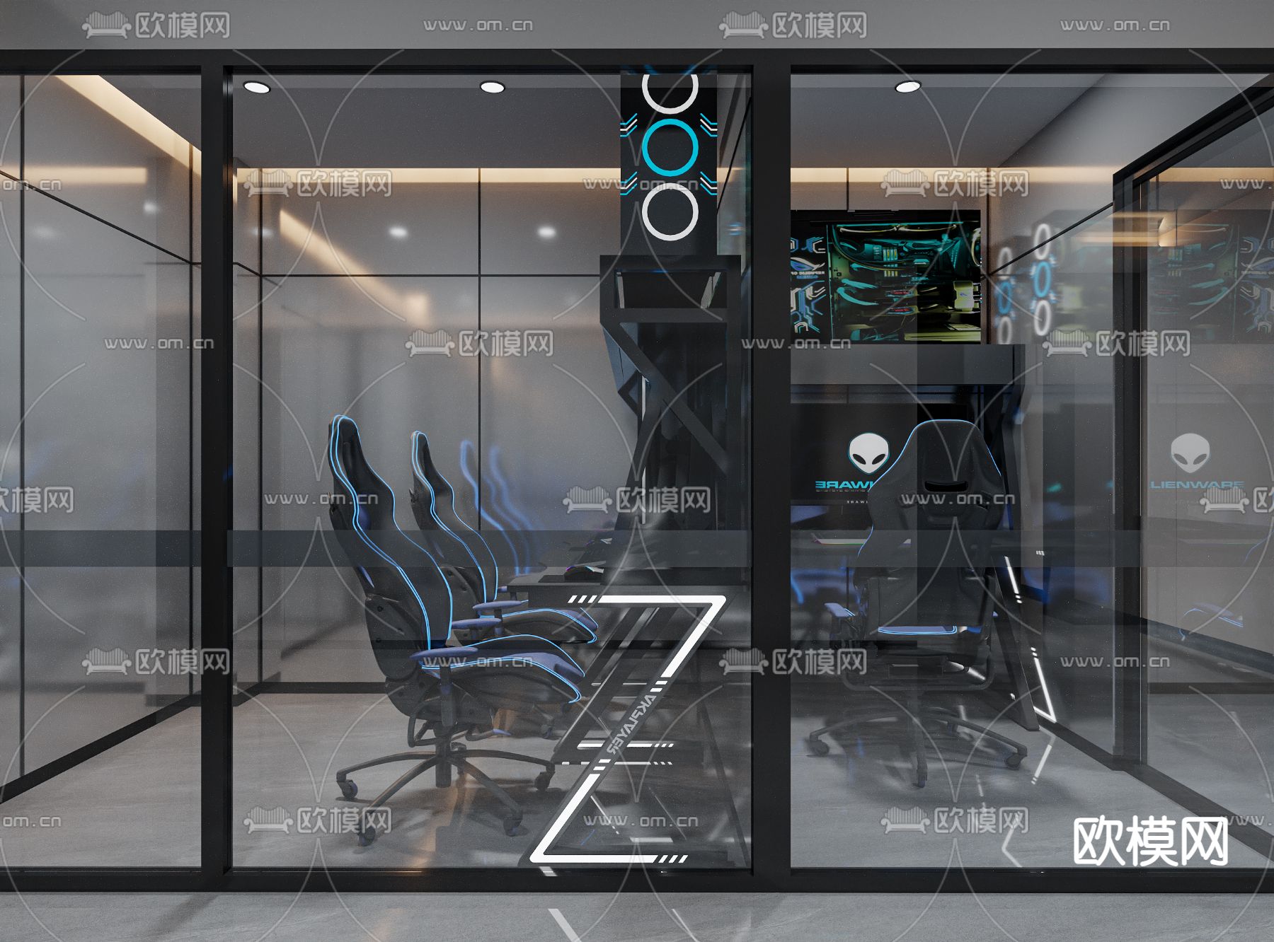 现代网吧 网咖3d模型下载（渲染图2）