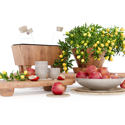  水果摆件 果盘su模型 