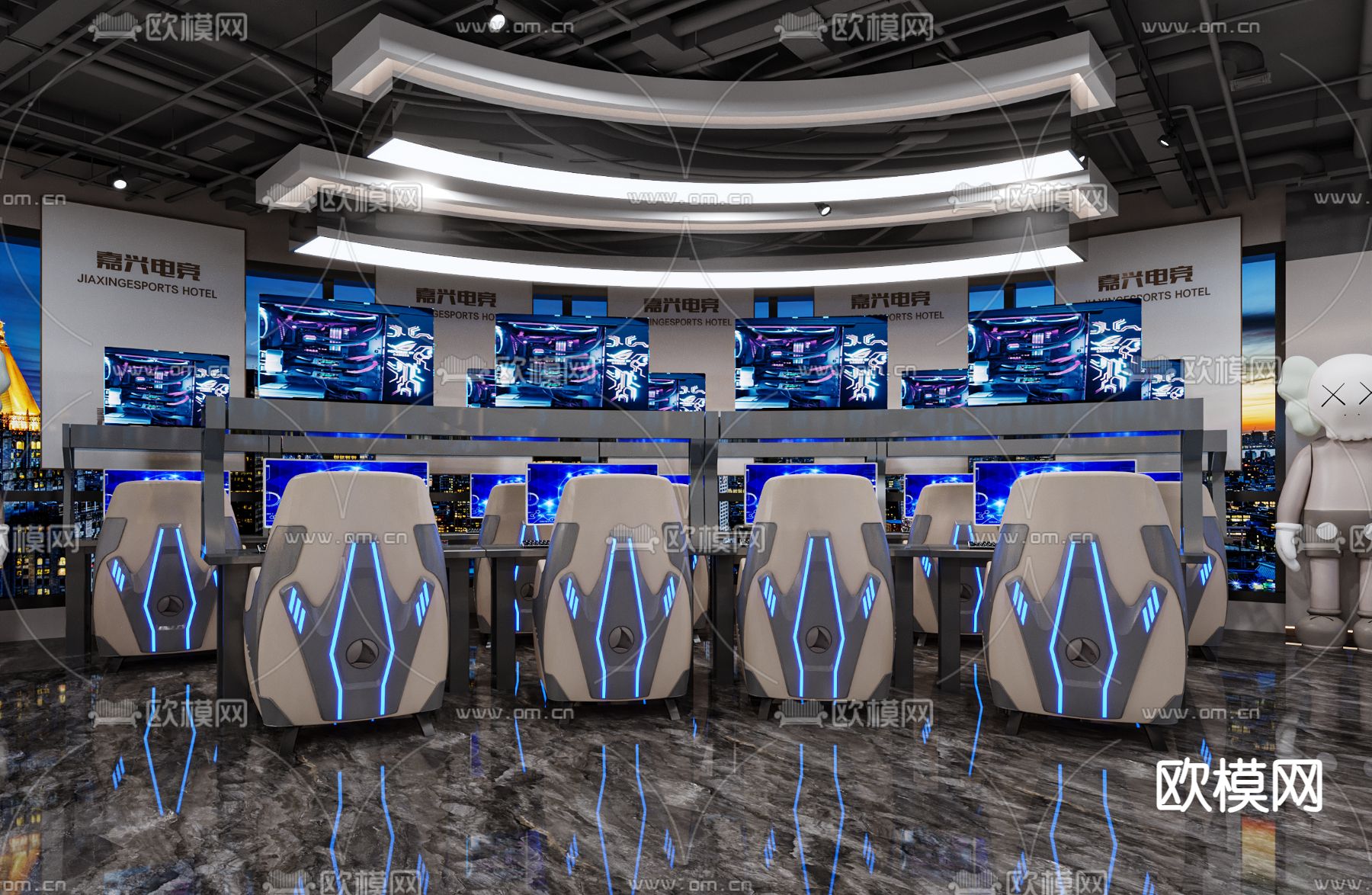 现代网咖 网吧3d模型下载（渲染图4）