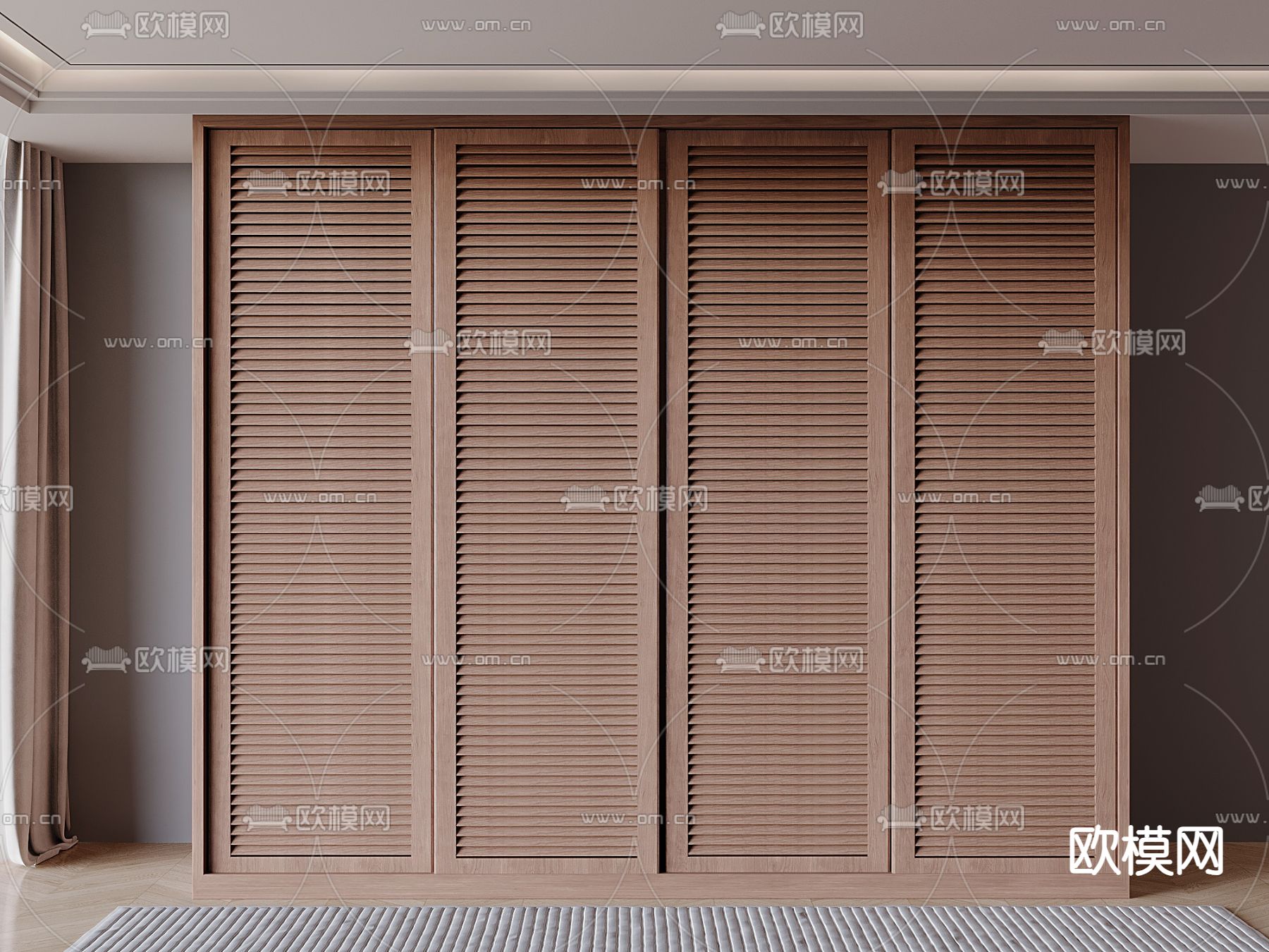 北欧百叶衣柜 衣橱3d模型下载