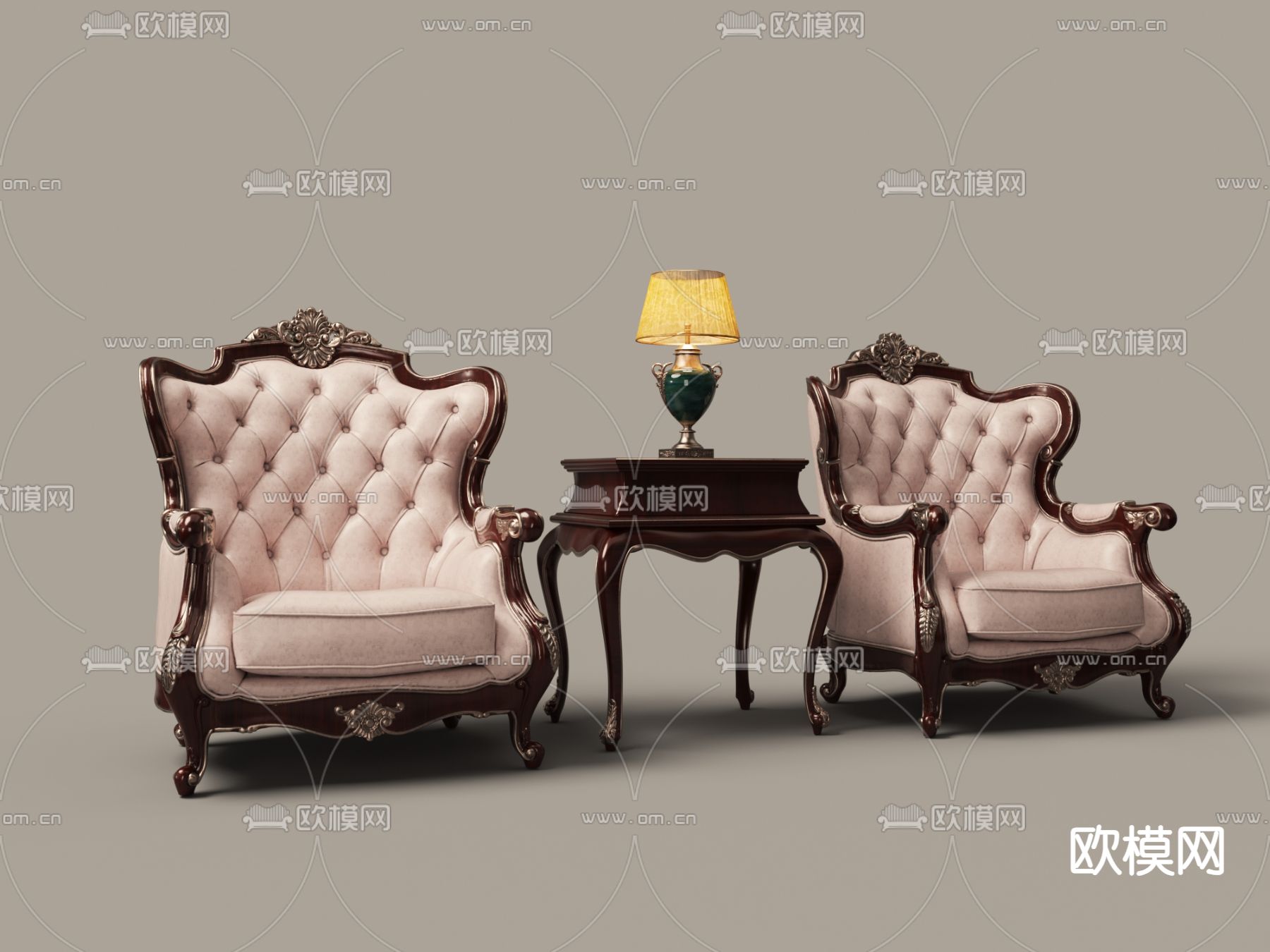 欧式雕花沙发 单人沙发3d模型下载