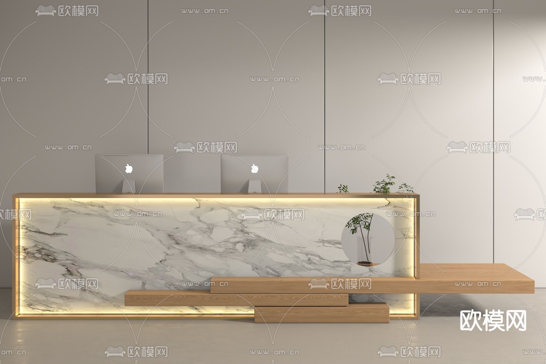 现代前台 接待台 服务台3d模型下载