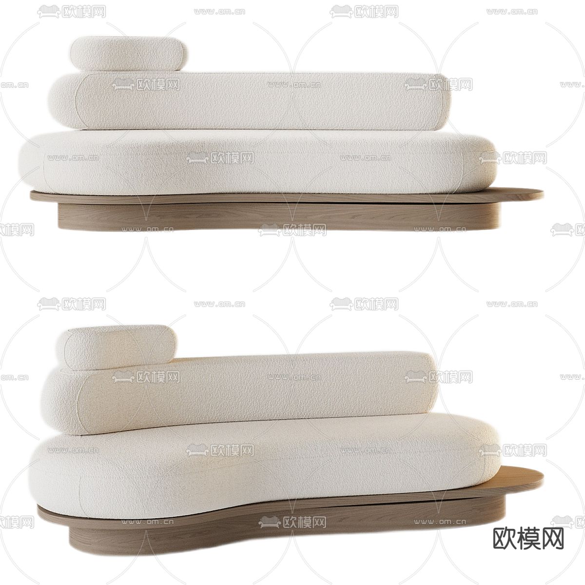 侘寂风多人沙发3d模型下载