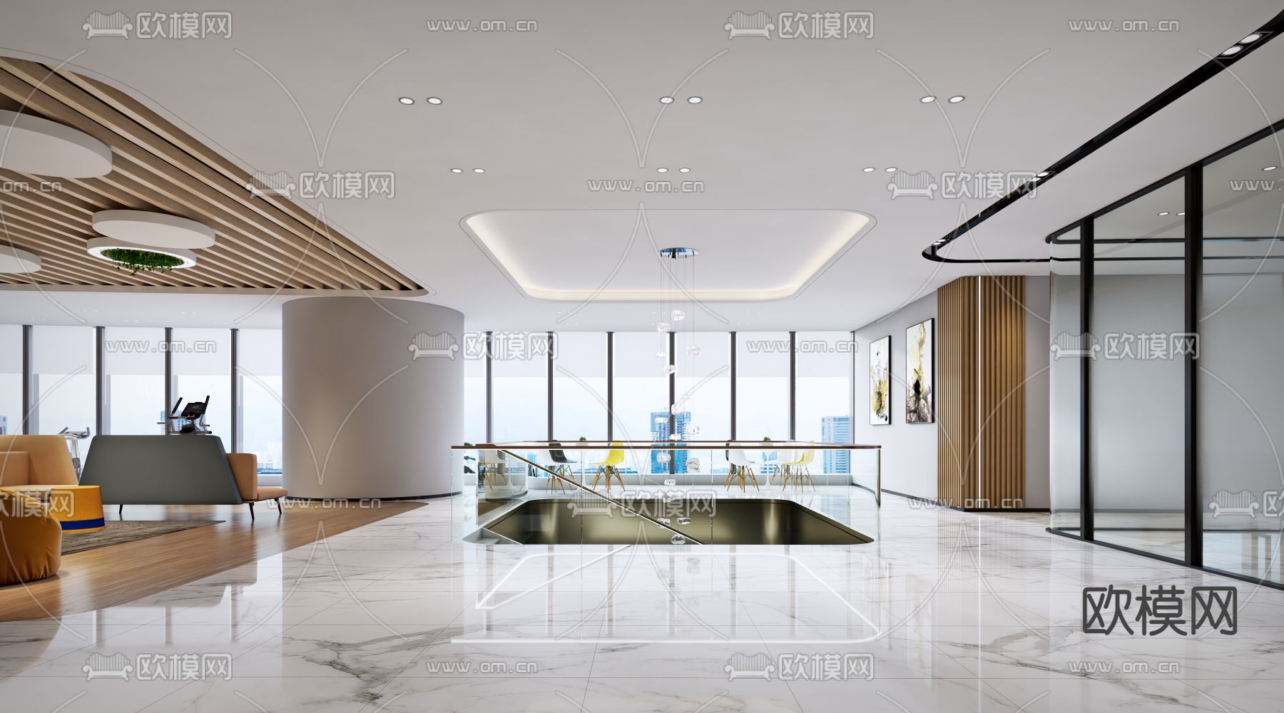 办公室 休闲区 活动区3d模型下载（渲染图2）