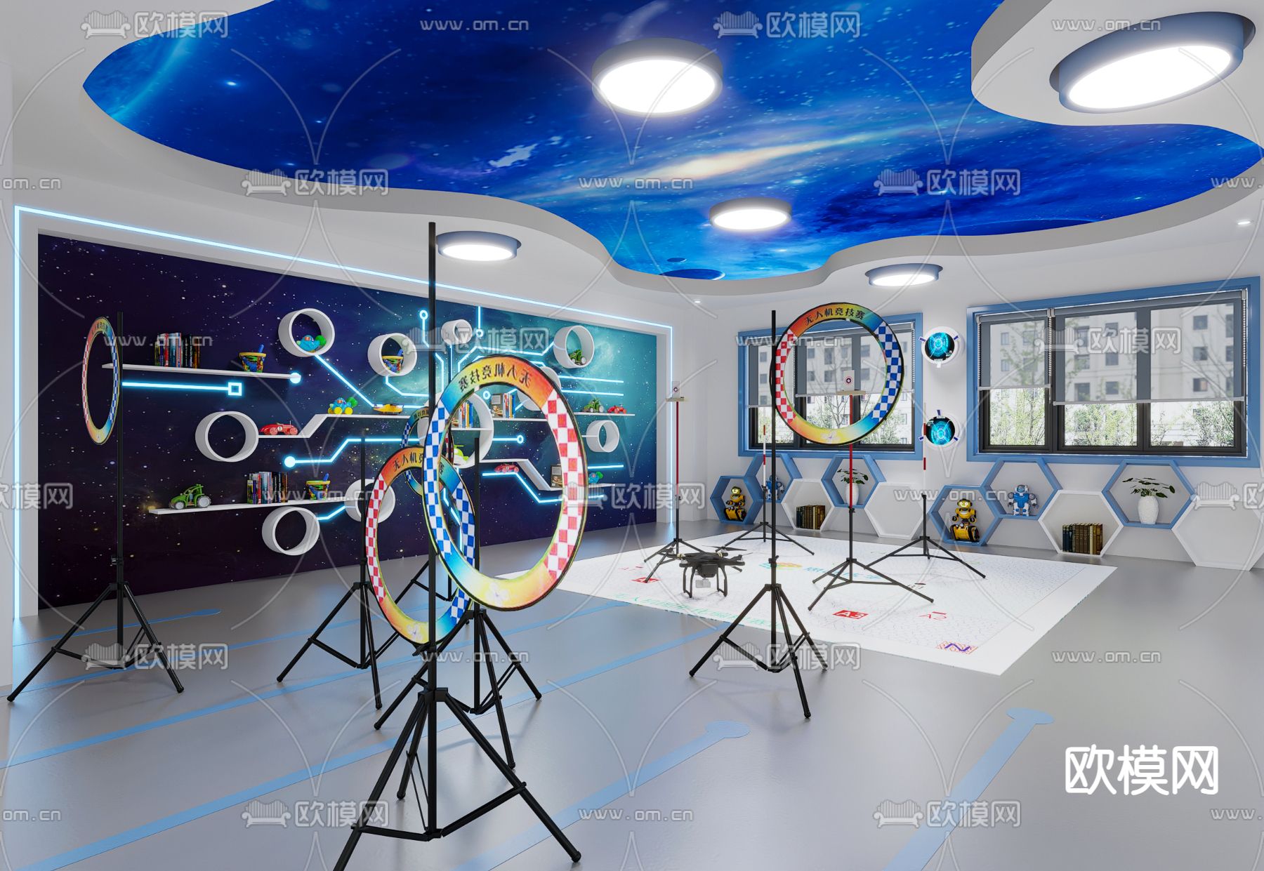 实验室 航天教室 无人机教室3d模型下载（渲染图3）