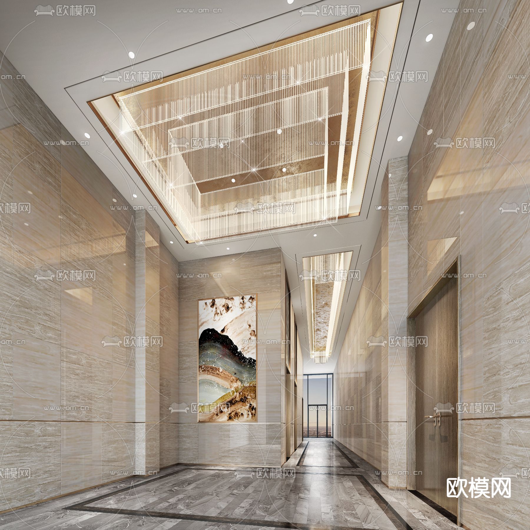 酒店大堂过道3d模型下载