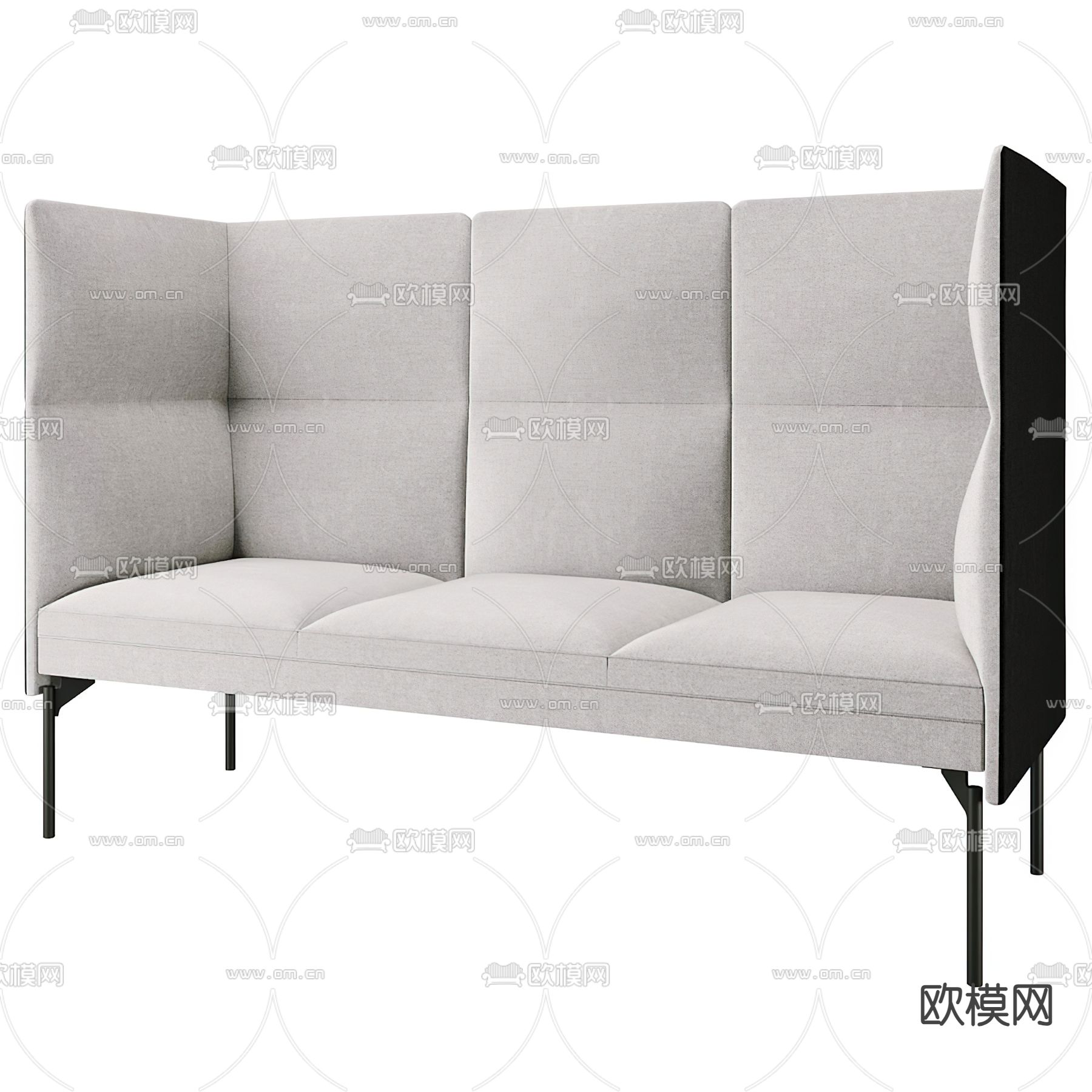 现代卡座沙发  高背沙发3d模型下载（渲染图1）