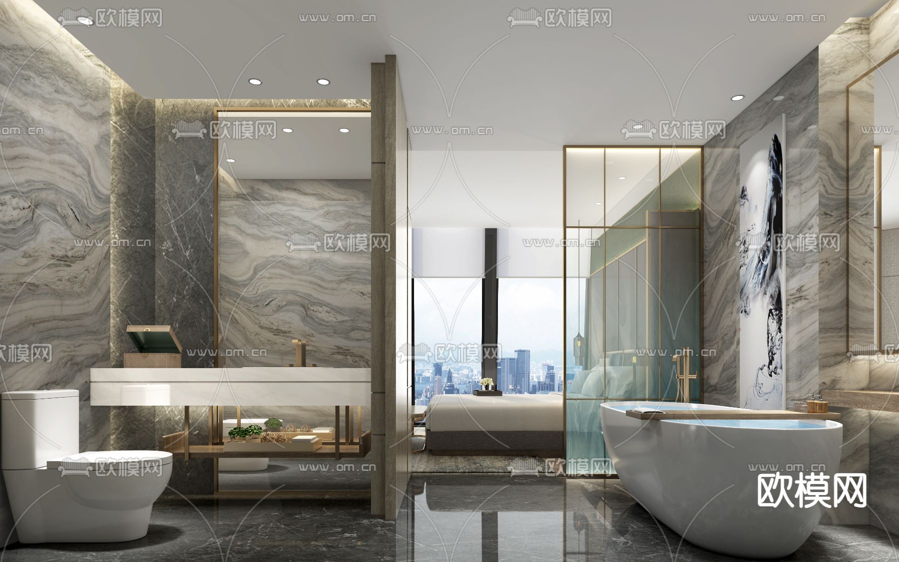 现代酒店卫生间3d模型下载