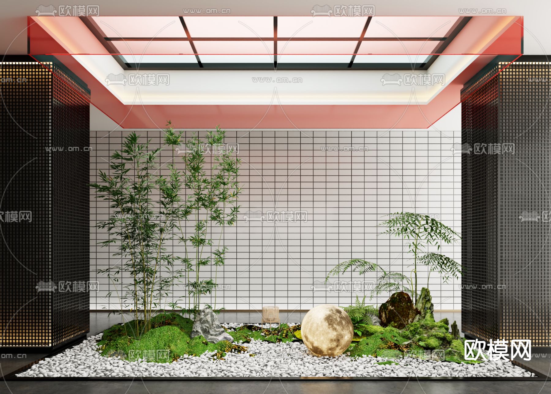 室内天井 绿植造景3d模型下载