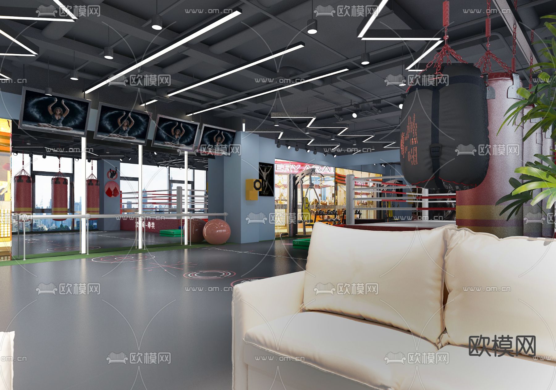 现代拳击馆3d模型下载（渲染图2）