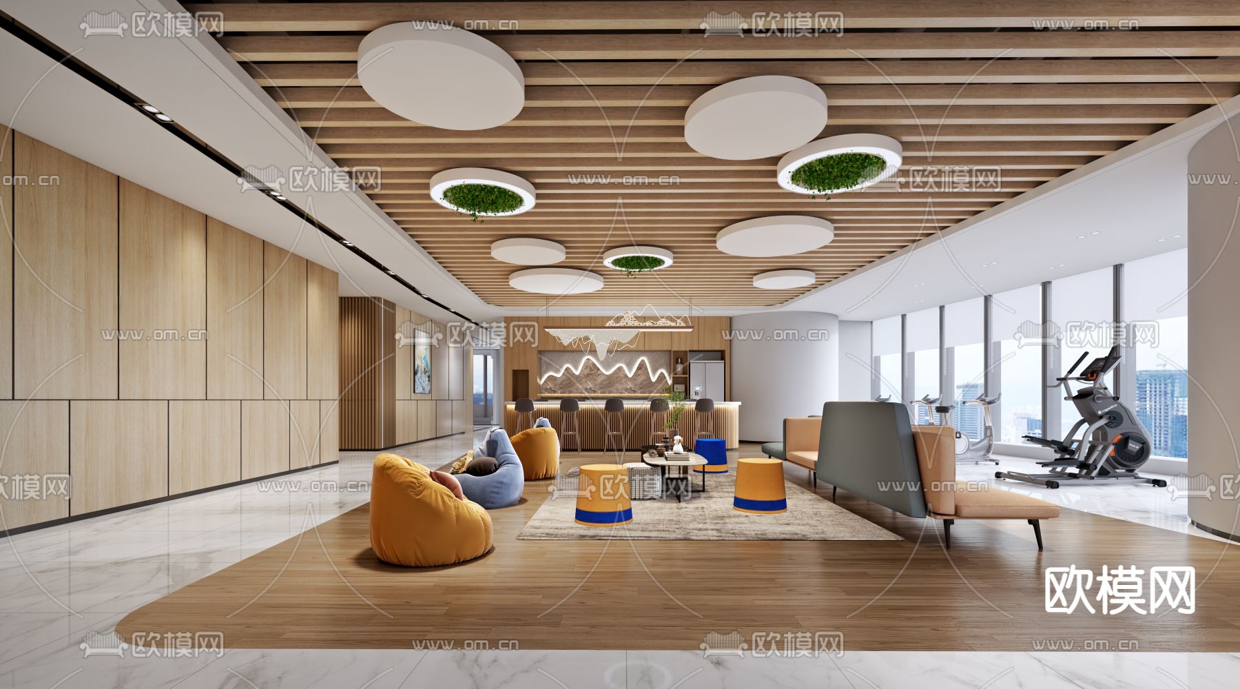 办公室 休闲区 活动区3d模型下载（渲染图1）
