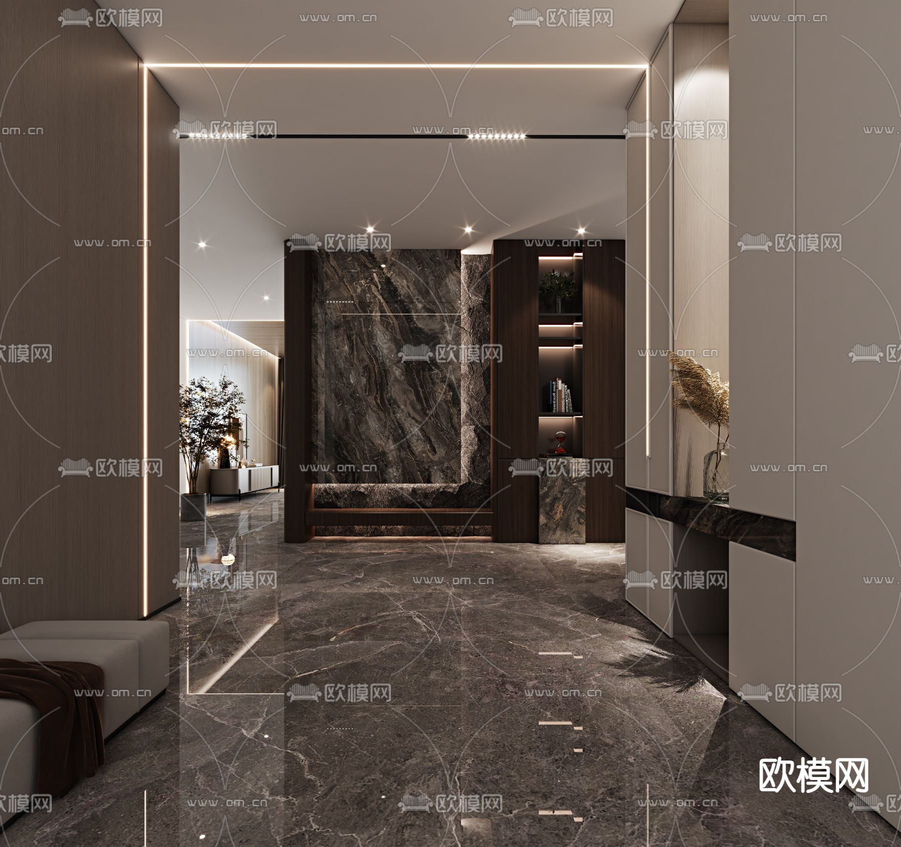 现代玄关过道 鞋柜3d模型下载