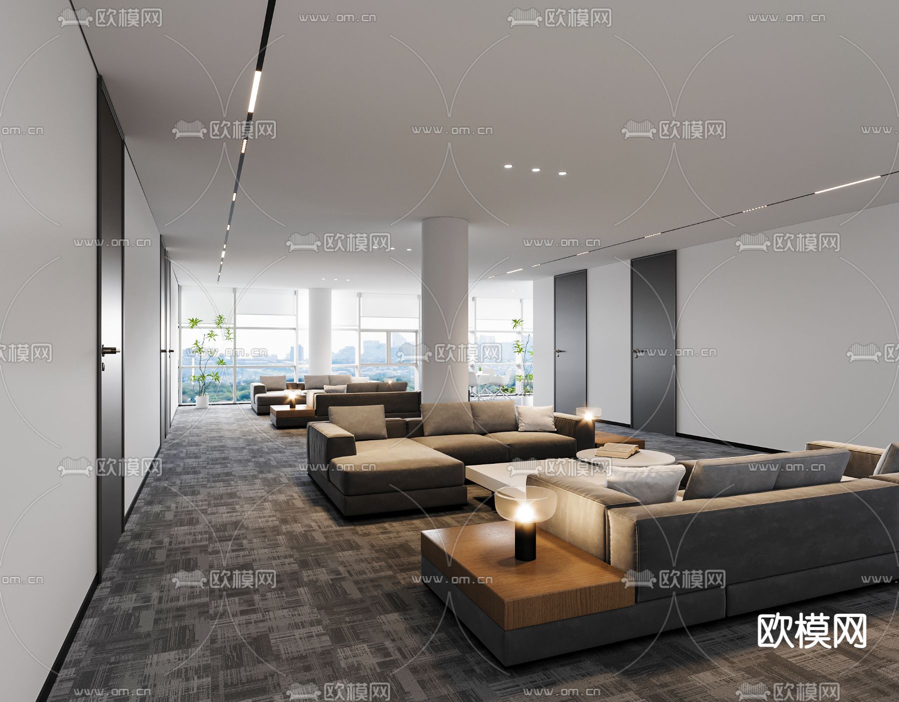 现代休息区 休息洽谈区3d模型下载