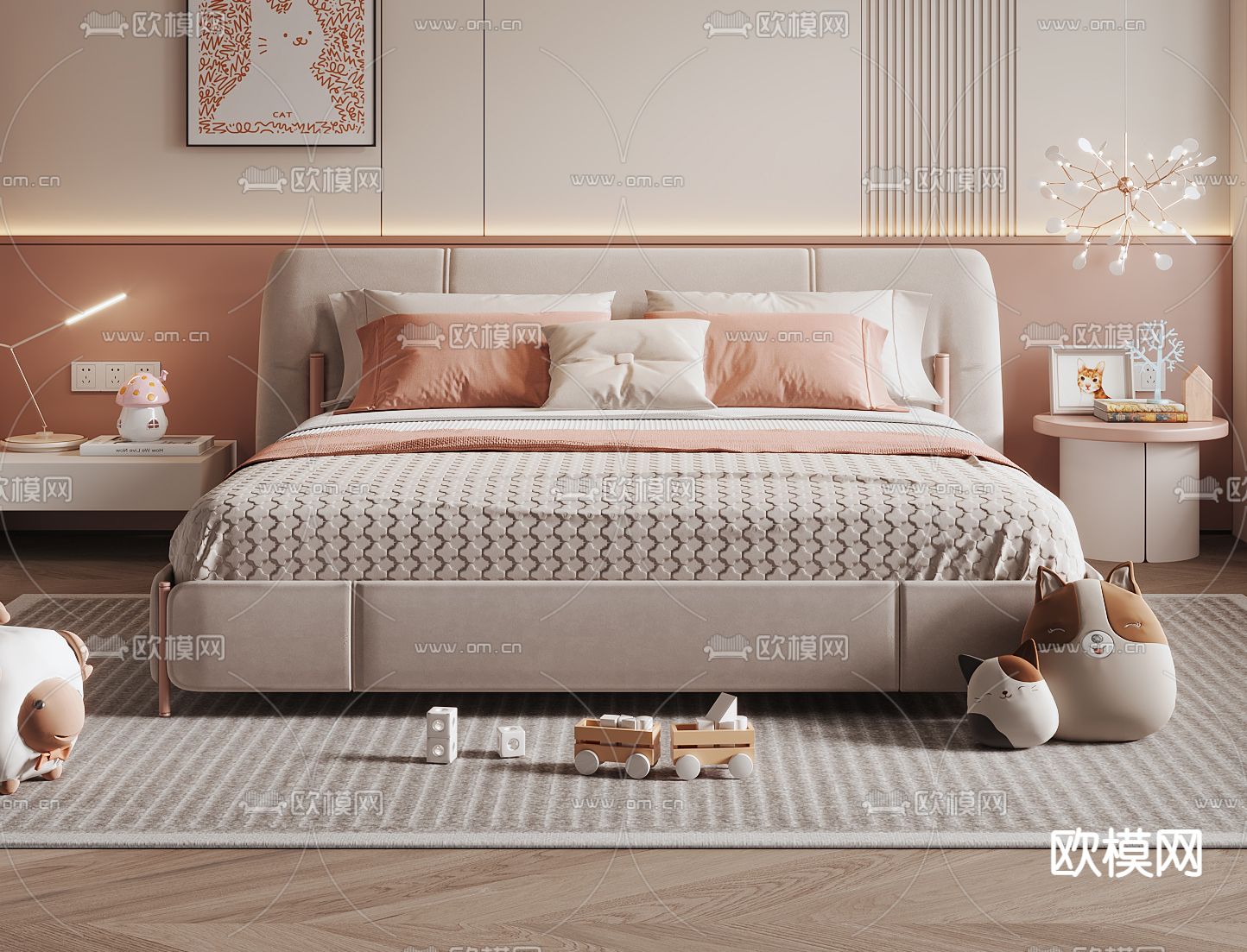 现代儿童床3d模型下载