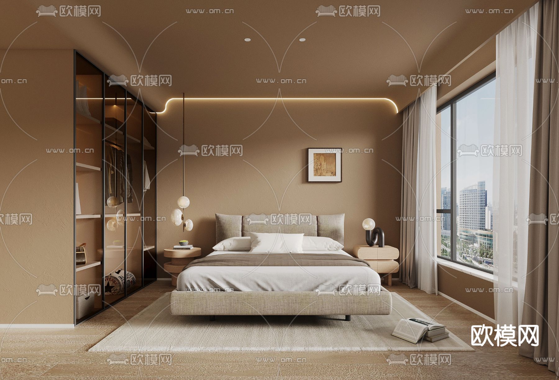 侘寂卧室 主卧 主人房3d模型下载