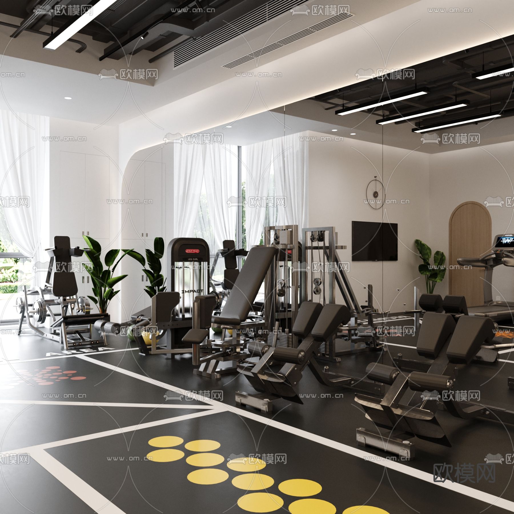 现代健身房3d模型下载（渲染图3）