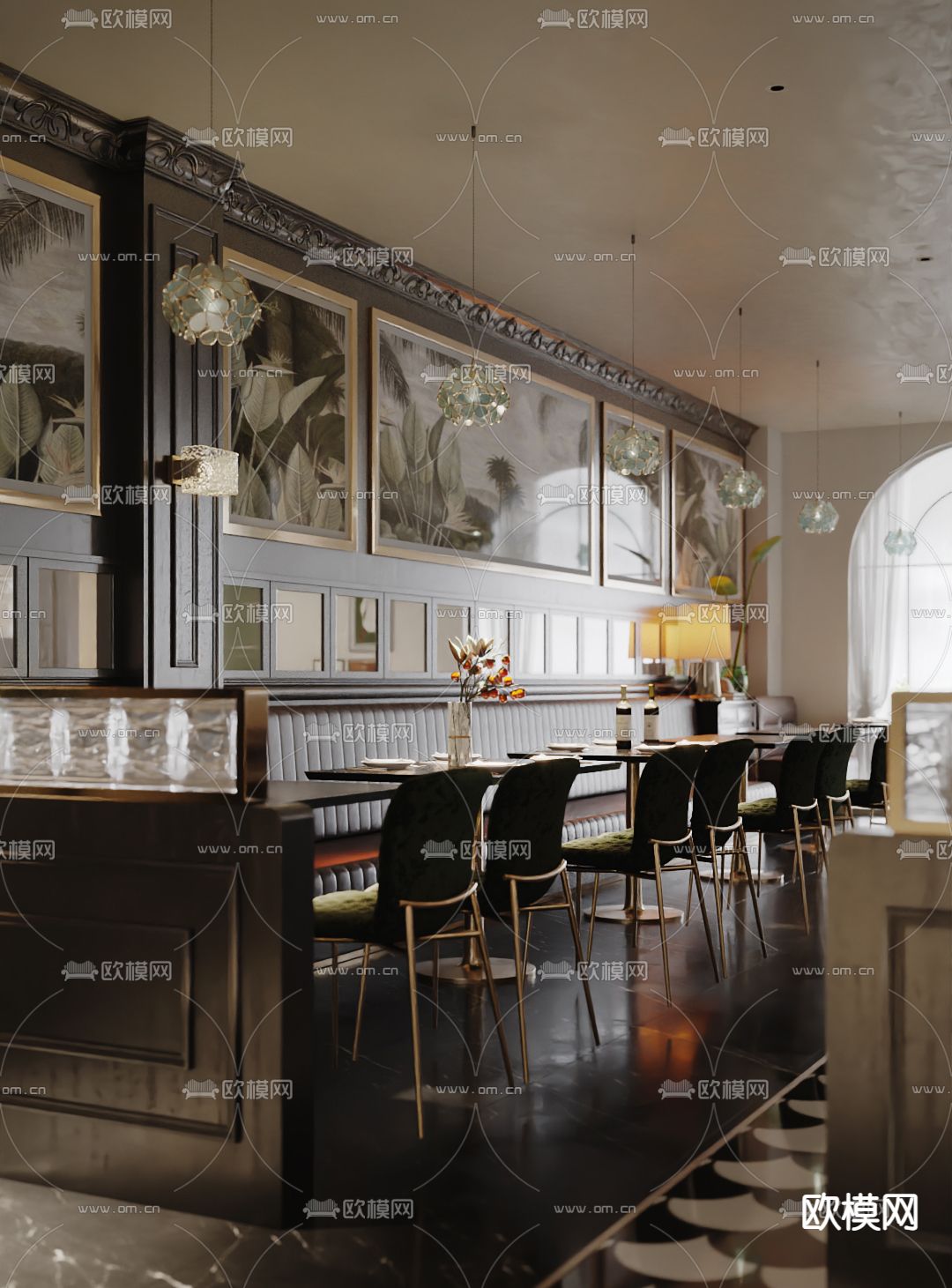 法式西餐厅3d模型下载