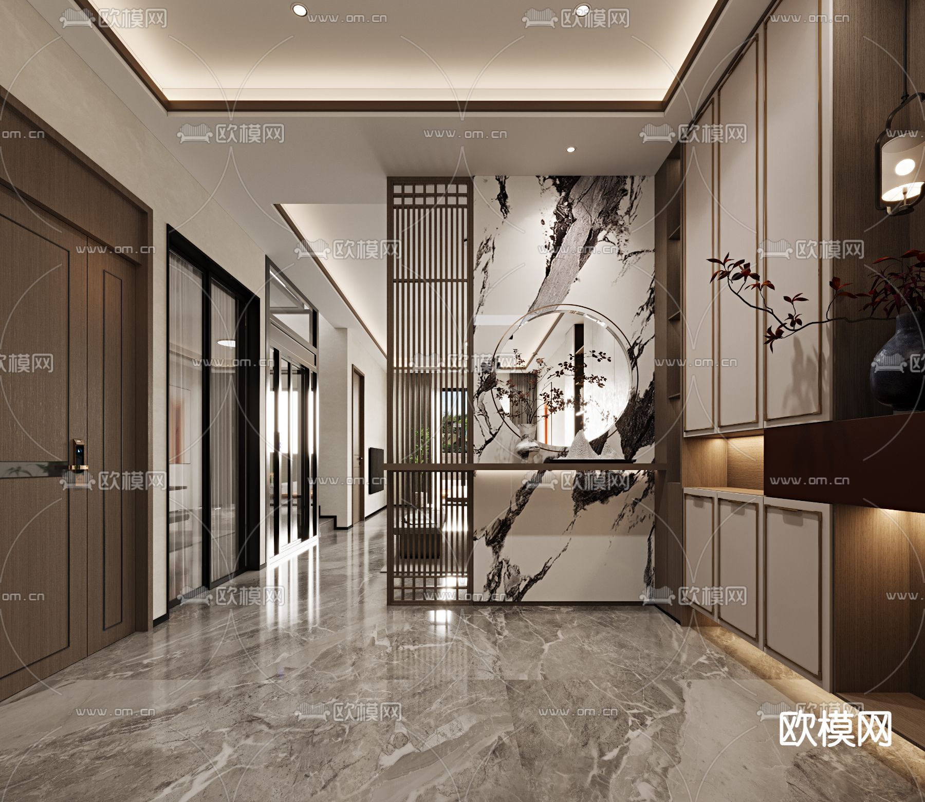 中式玄关过道 鞋柜3d模型下载