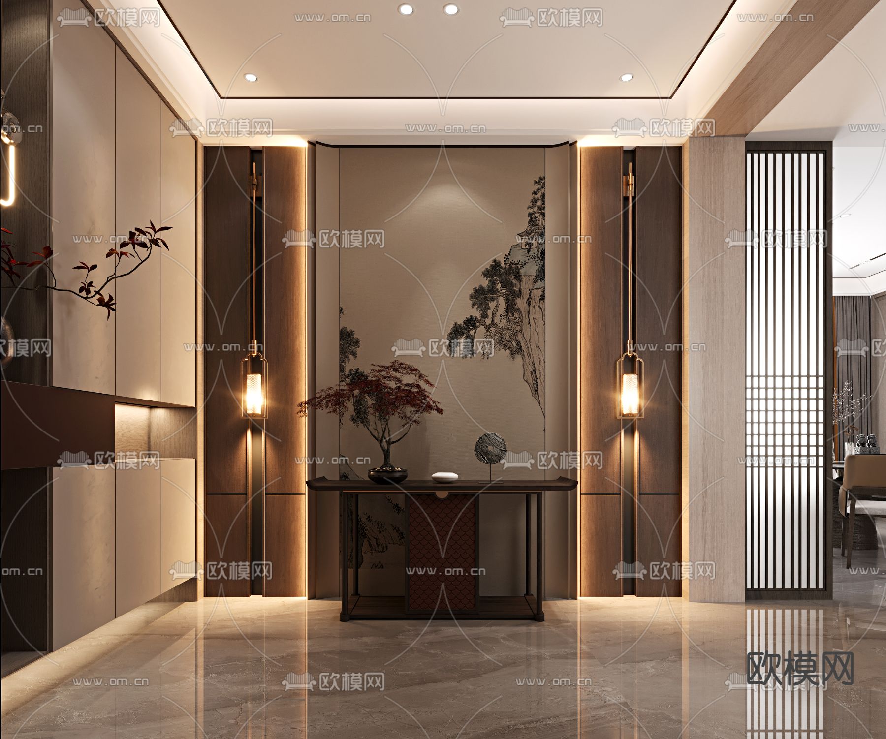 中式玄关台 端景台3d模型下载