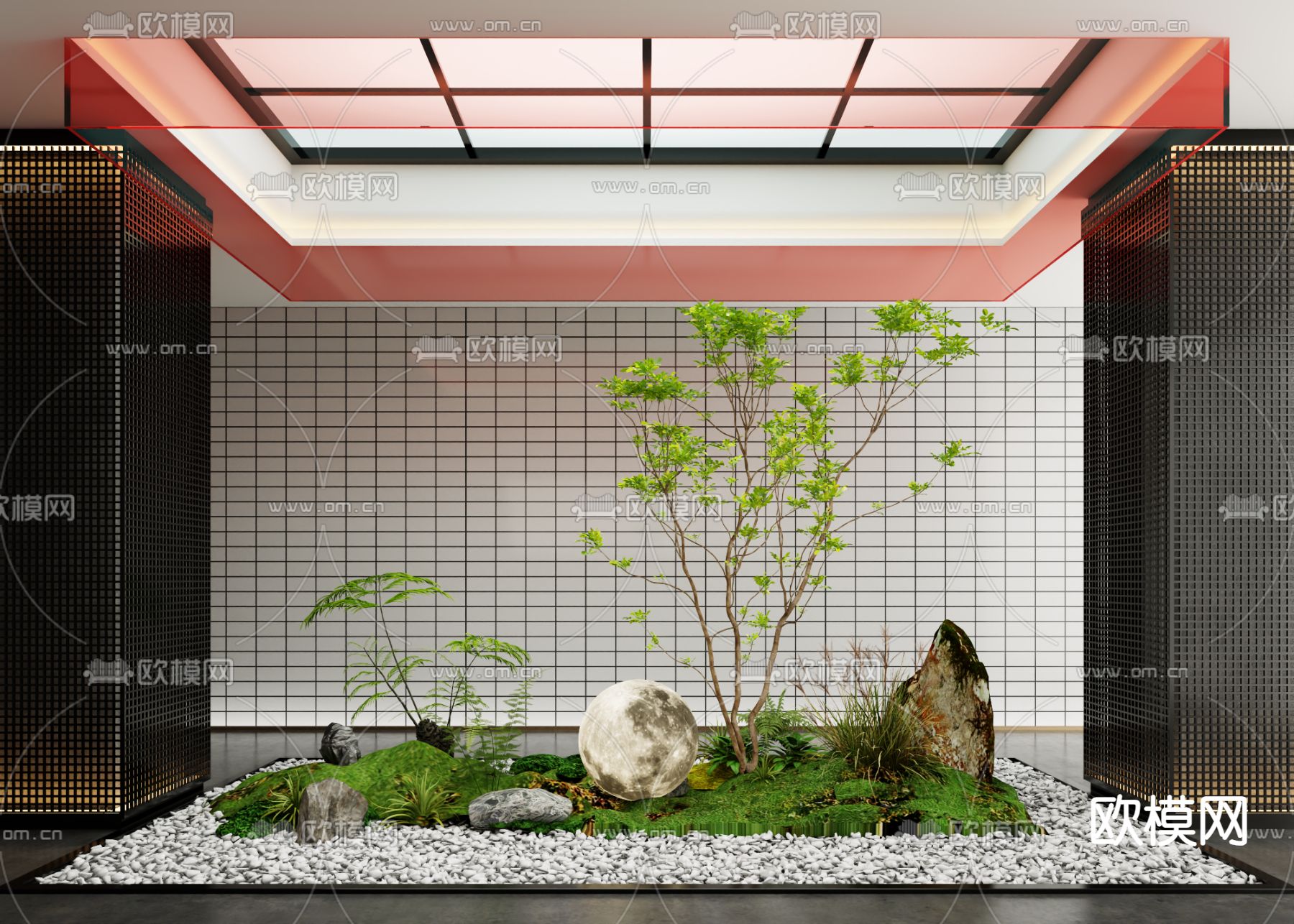 室内天井 绿植造景3d模型下载