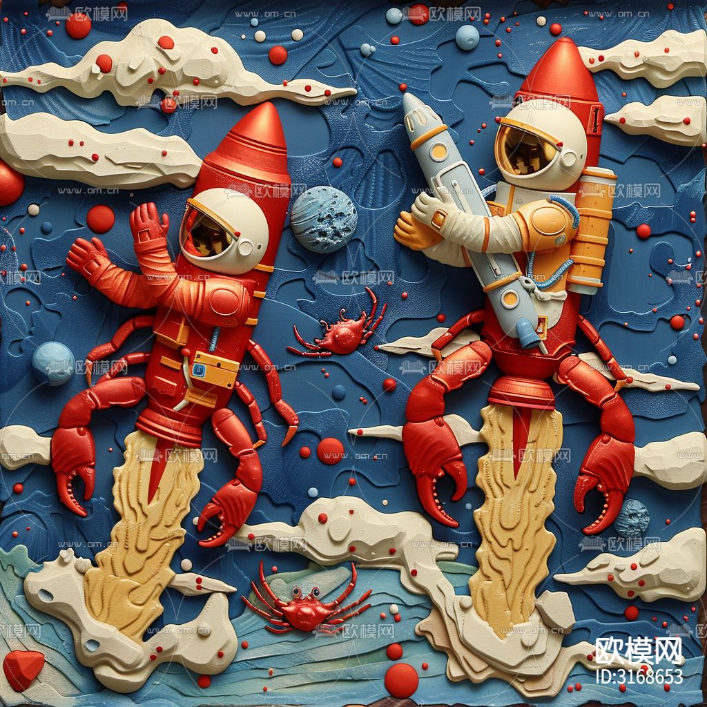 儿童房挂画 童话 壁纸 宇航员画贴图下载