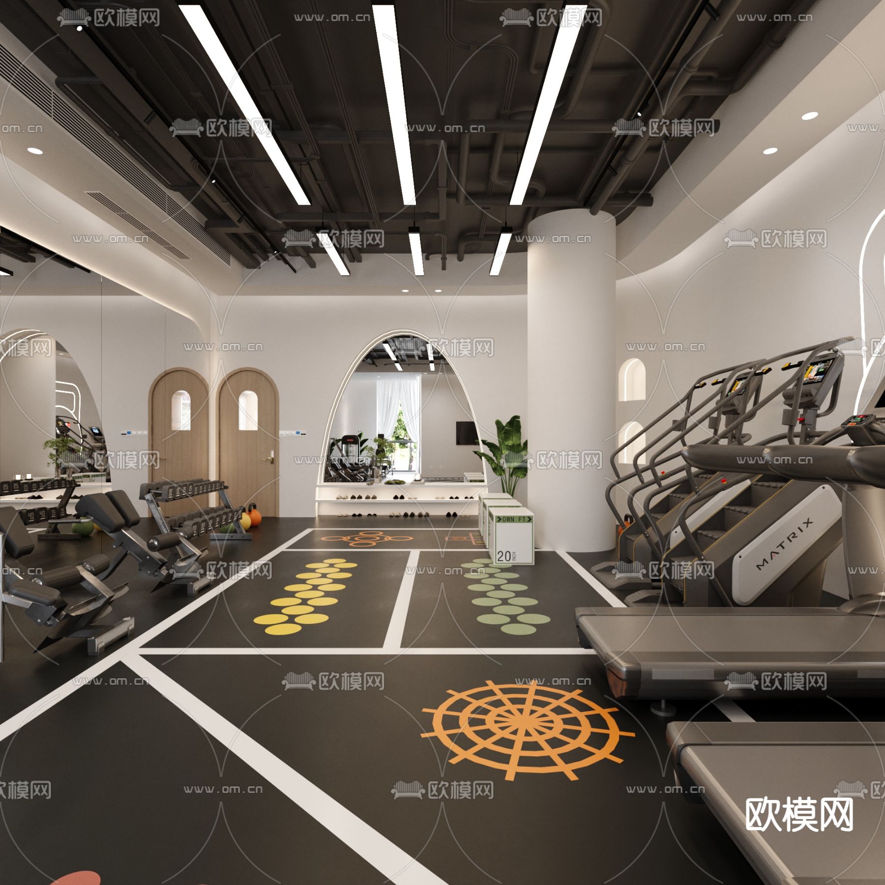 现代健身房3d模型下载（渲染图2）