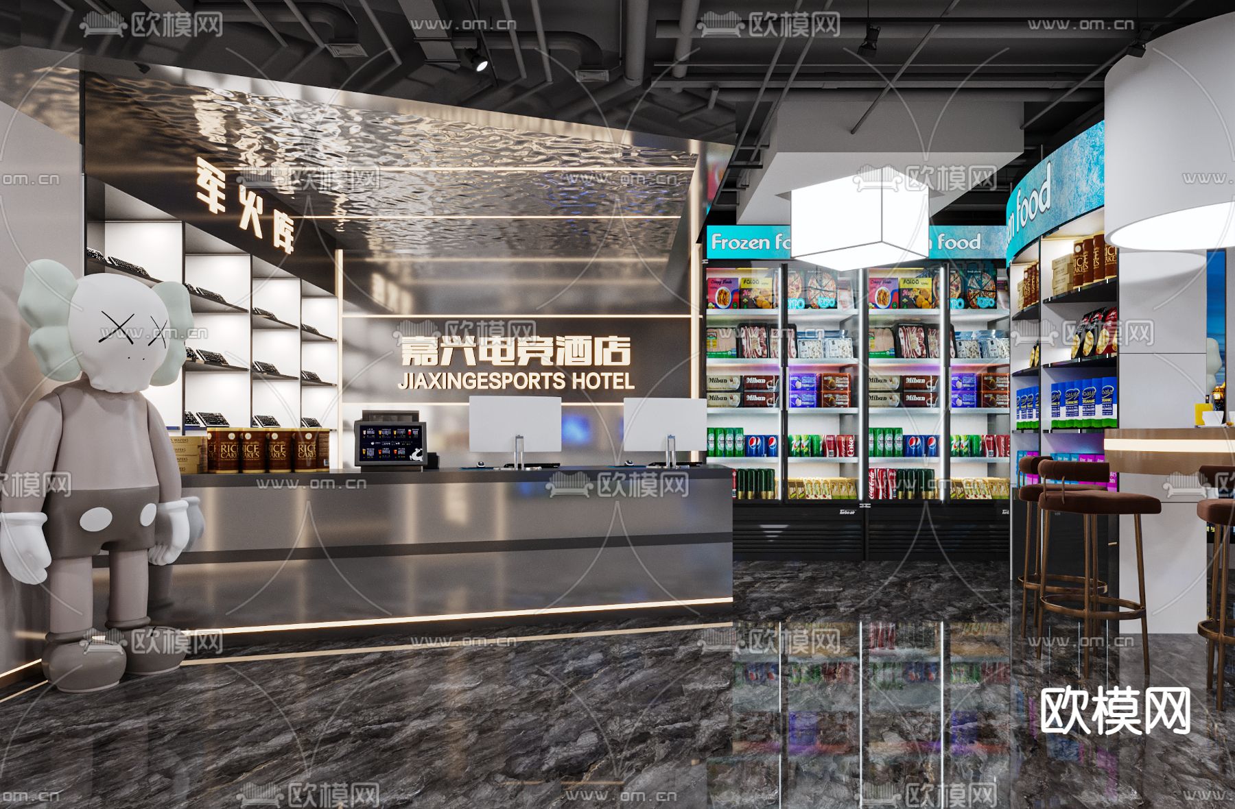 现代网咖 网吧3d模型下载（渲染图1）