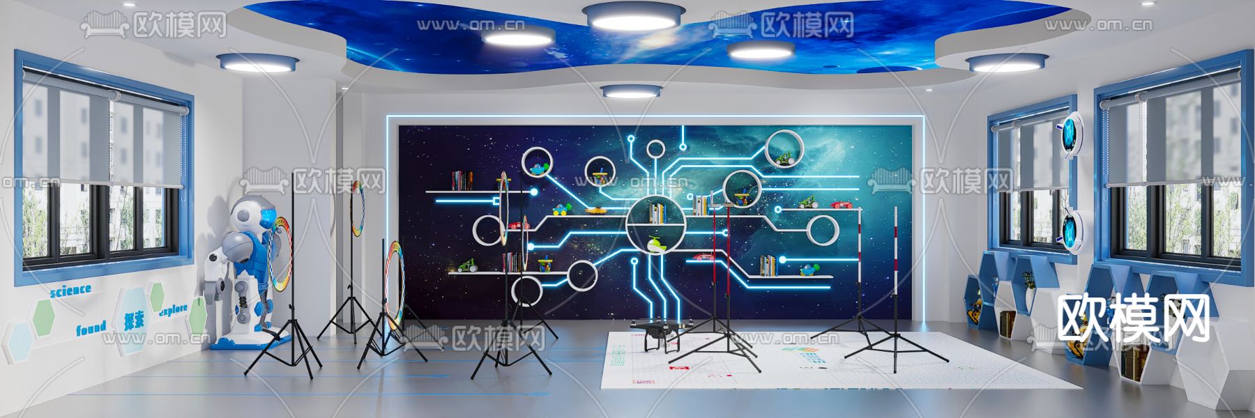 实验室 航天教室 无人机教室3d模型下载（渲染图2）