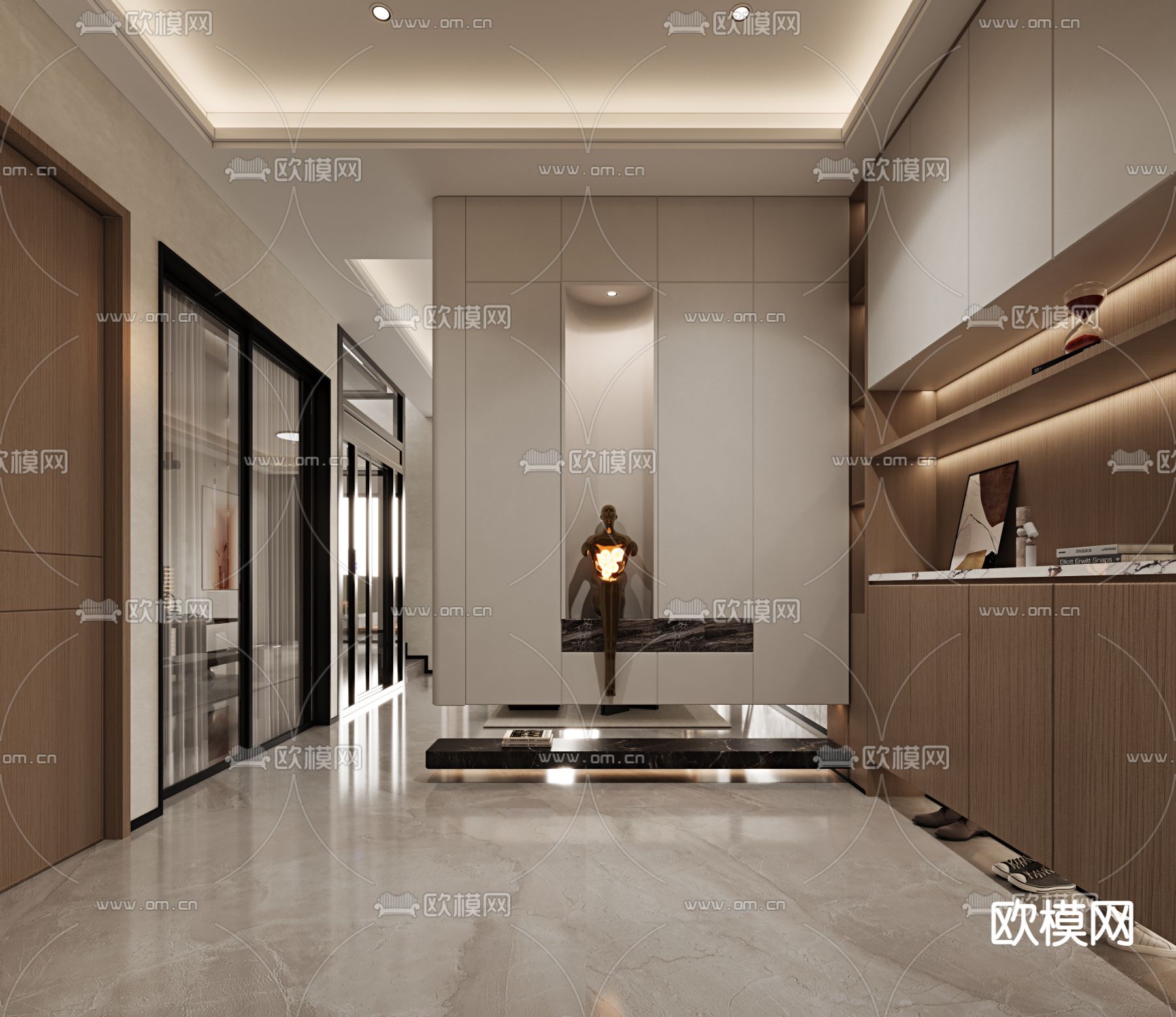 现代玄关过道 鞋柜3d模型下载