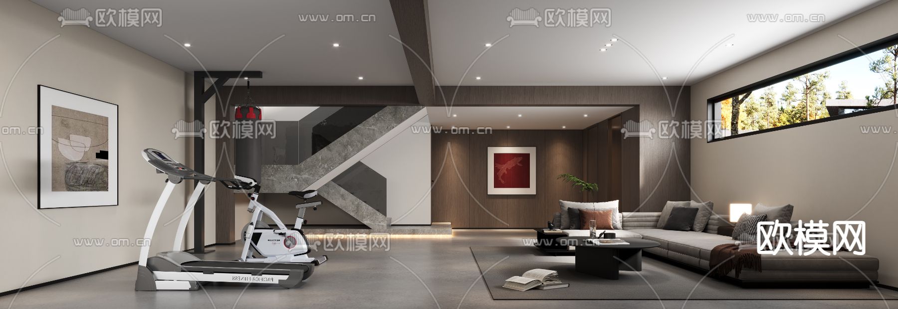 现代地下室 休息室 娱乐室3d模型下载