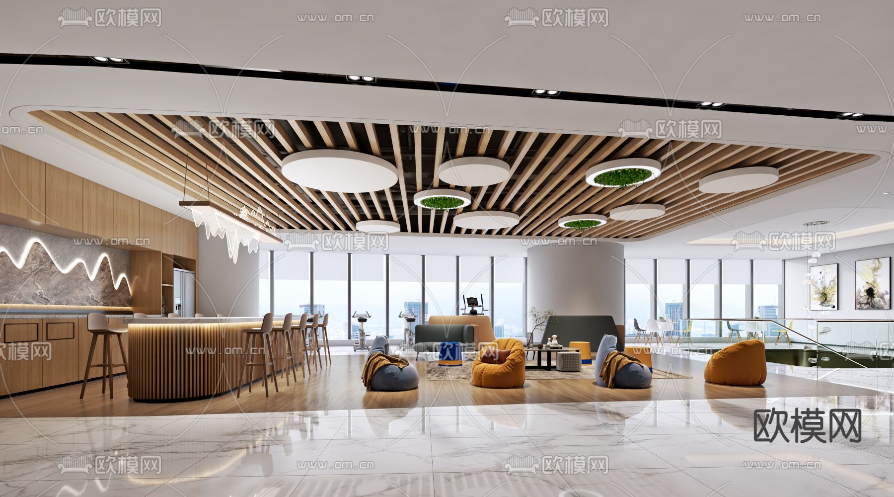 办公室 休闲区 活动区3d模型下载（渲染图3）
