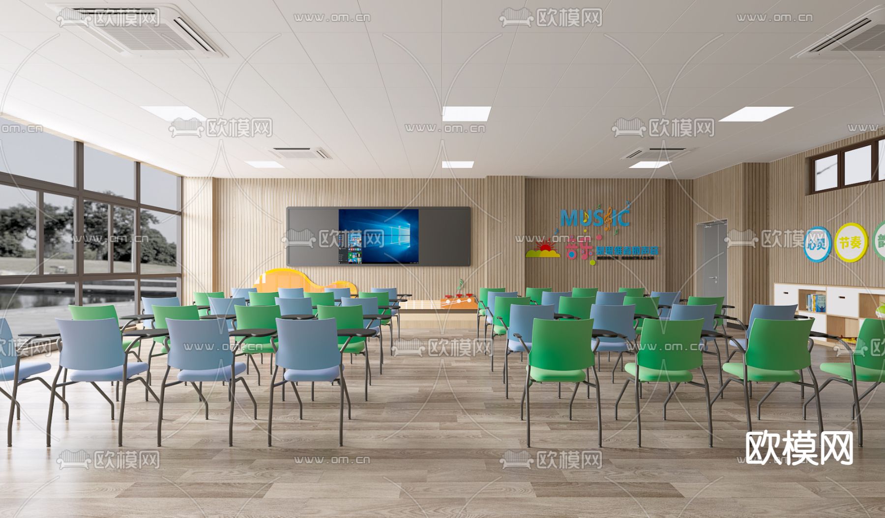 现代音乐室 中小学教室3d模型下载