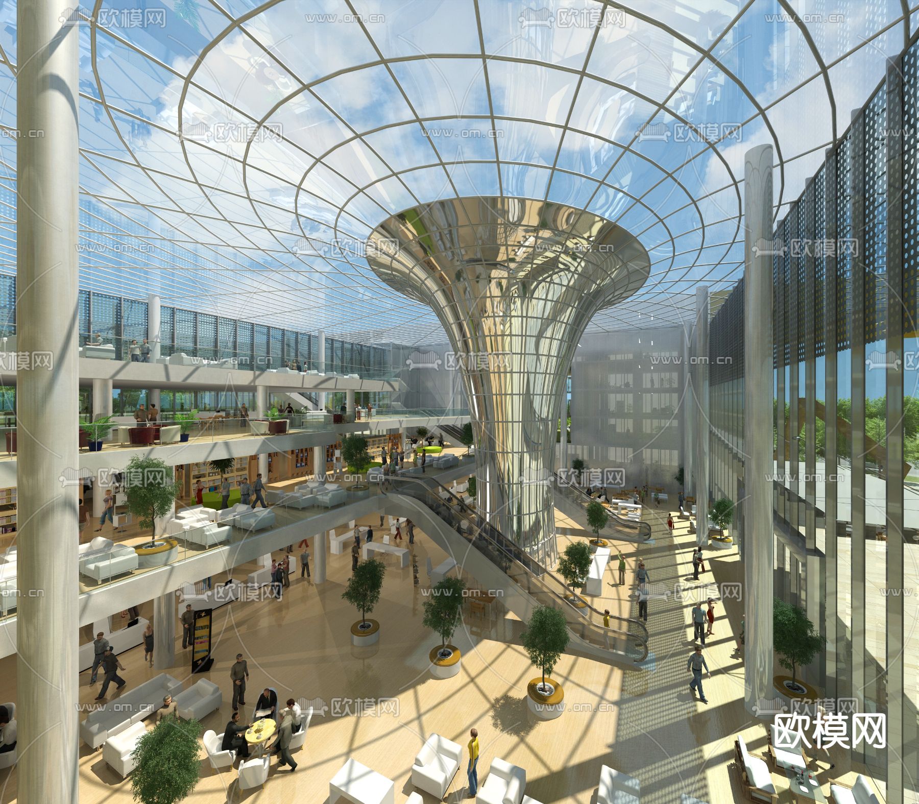 室内商场大堂 艺术馆3d模型下载