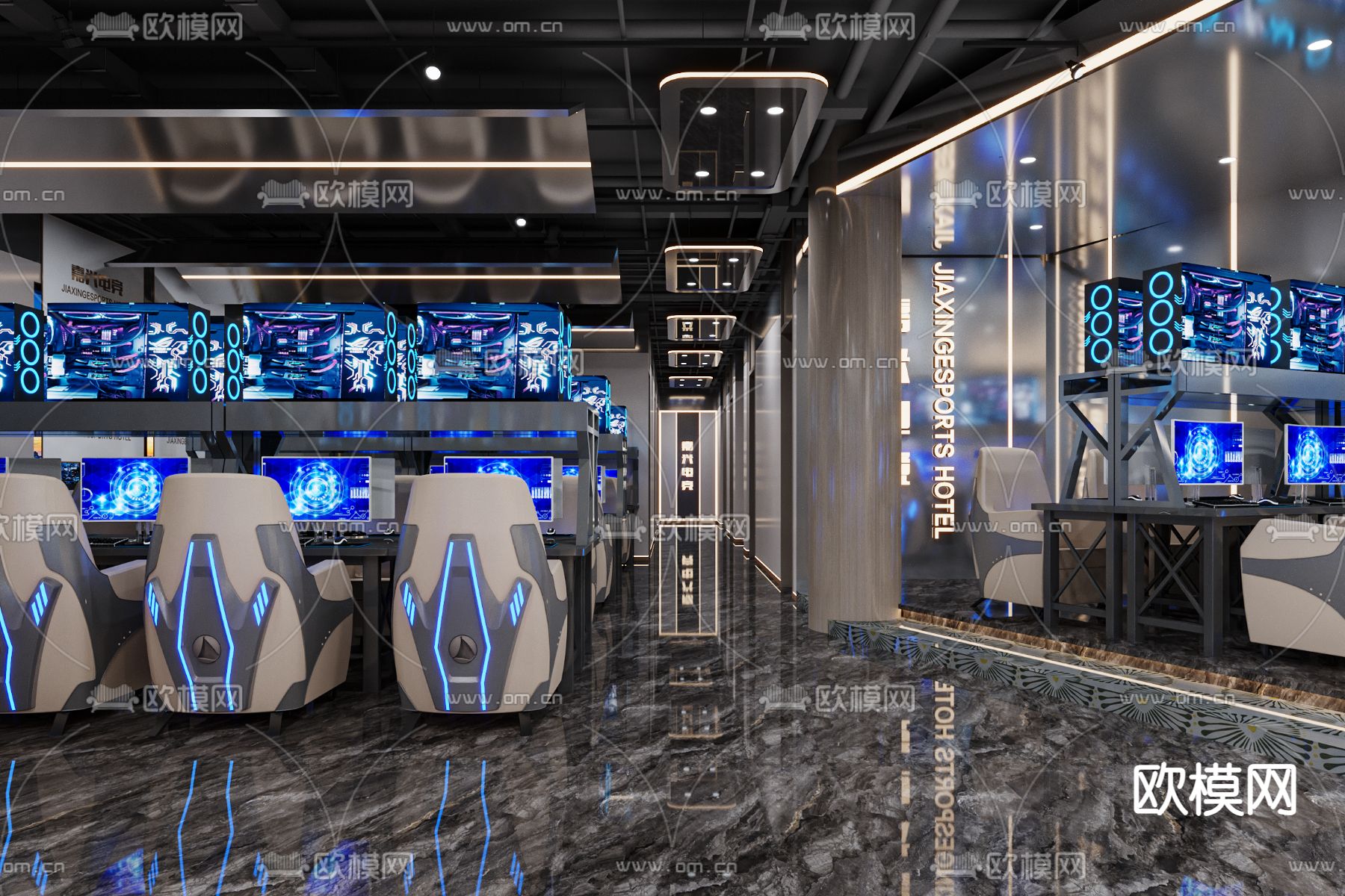 现代网咖 网吧3d模型下载（渲染图2）