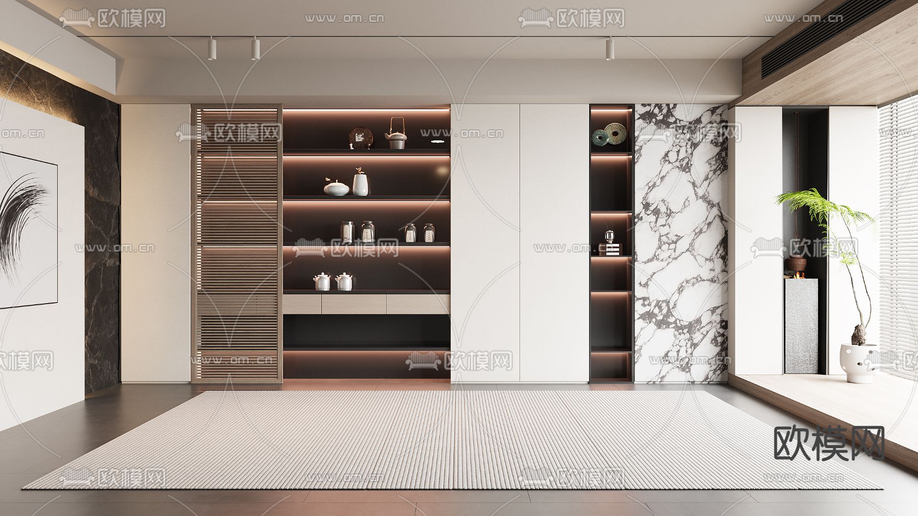 新中式装饰柜 陈列柜3d模型下载