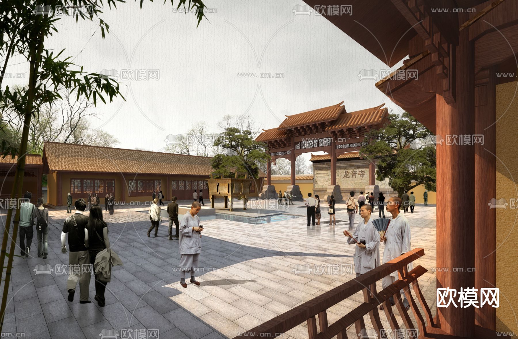 中式古建 寺庙建筑3d模型下载